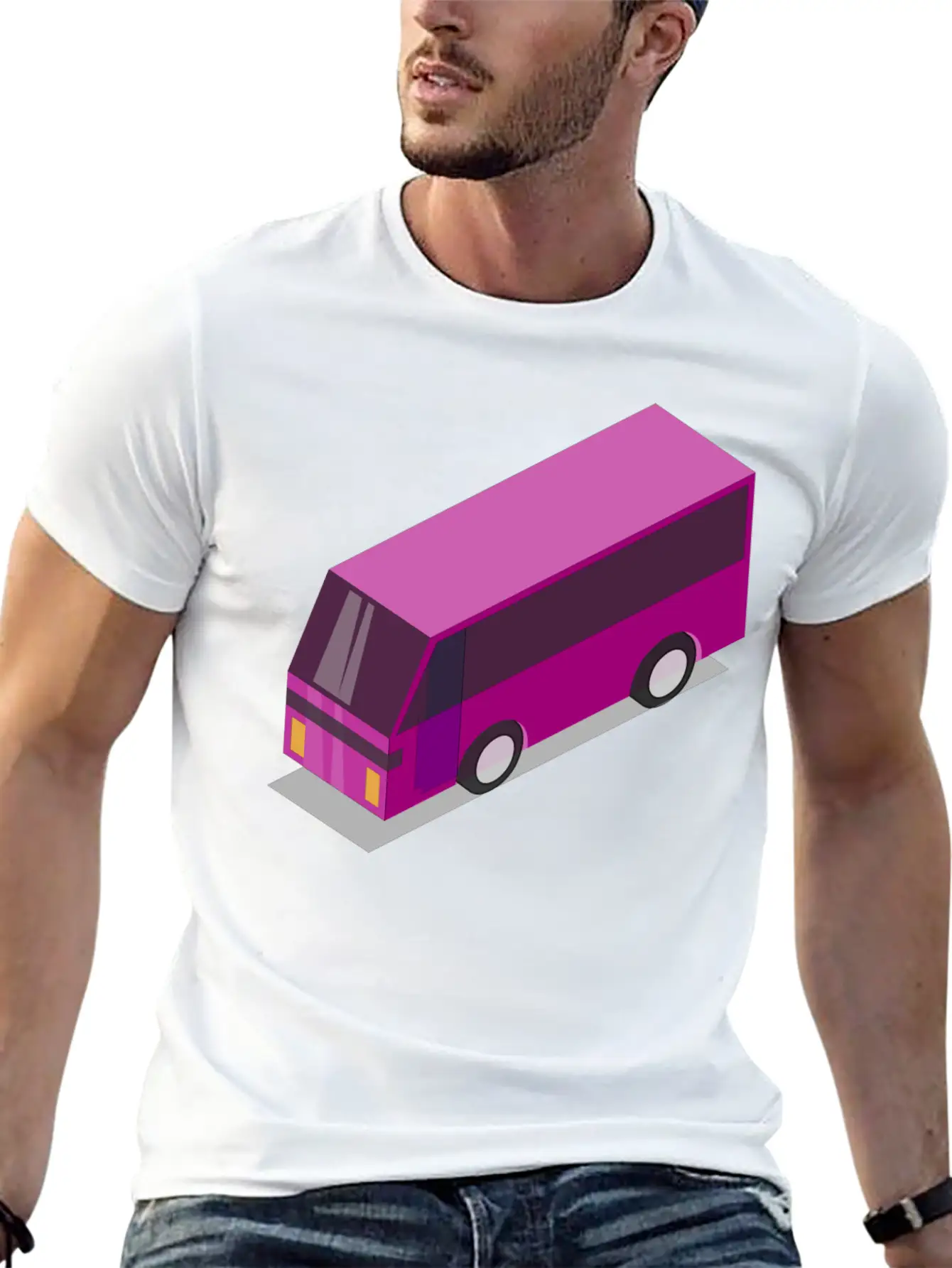 Pink Bus Unisex Casual T-Shirt – Clean Design For Daily Comfort