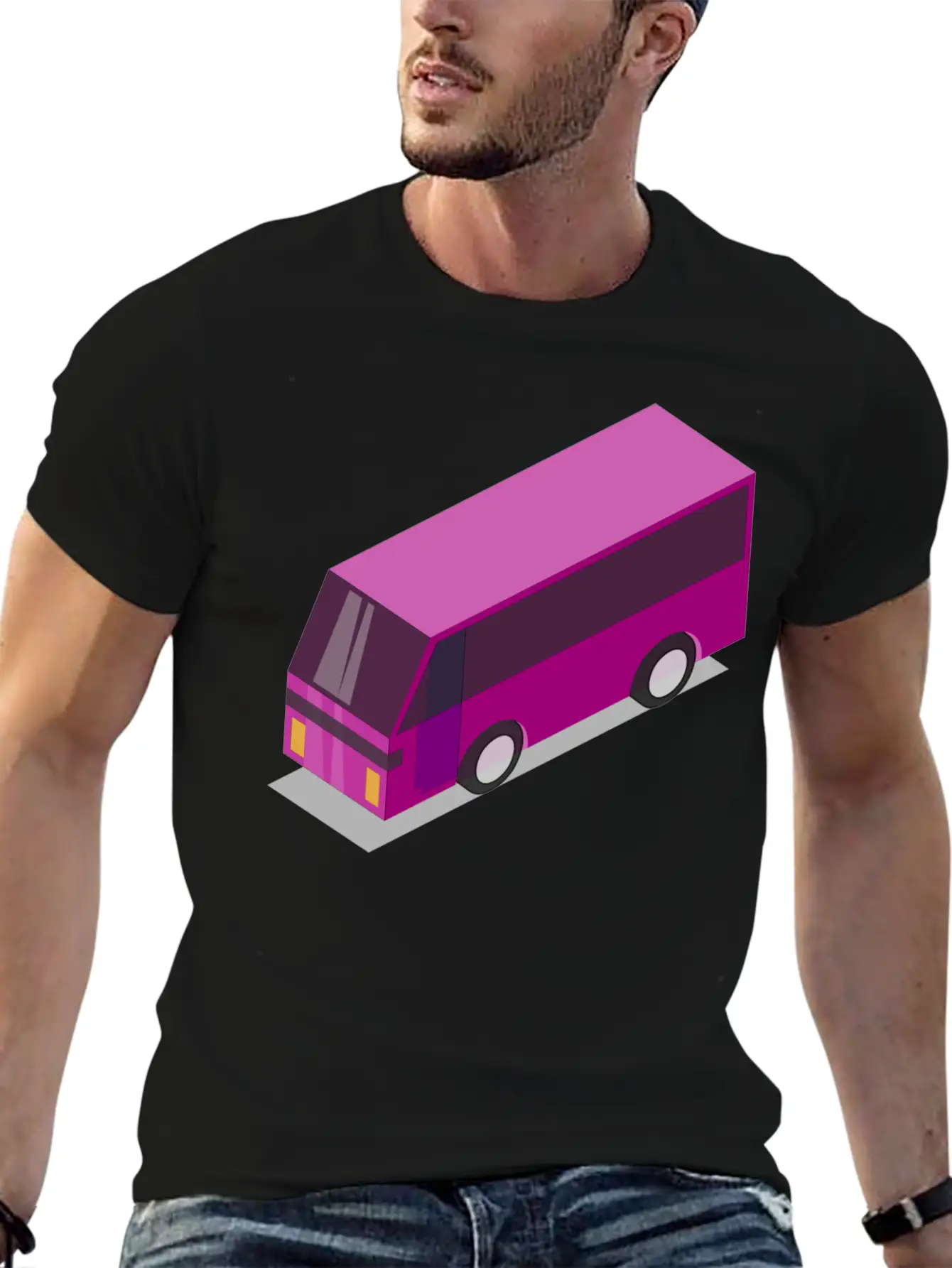 Pink Bus Unisex Casual T-Shirt – Clean Design For Daily Comfort