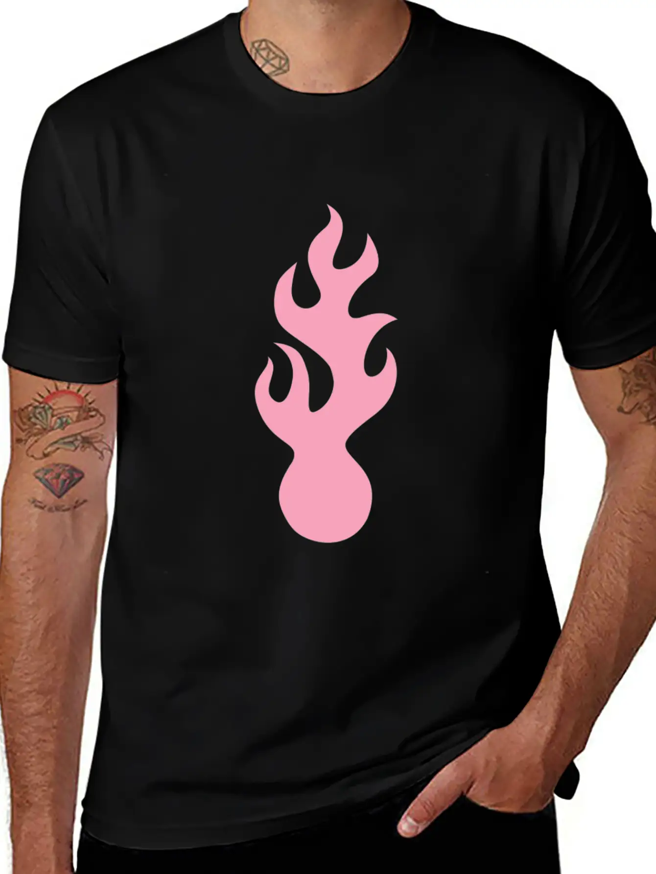 Pink Flame Tribal Art Tribe Floral Paleo Cave Lightweight Cotton T-Shirt – Daily Comfort Graphic Shirt