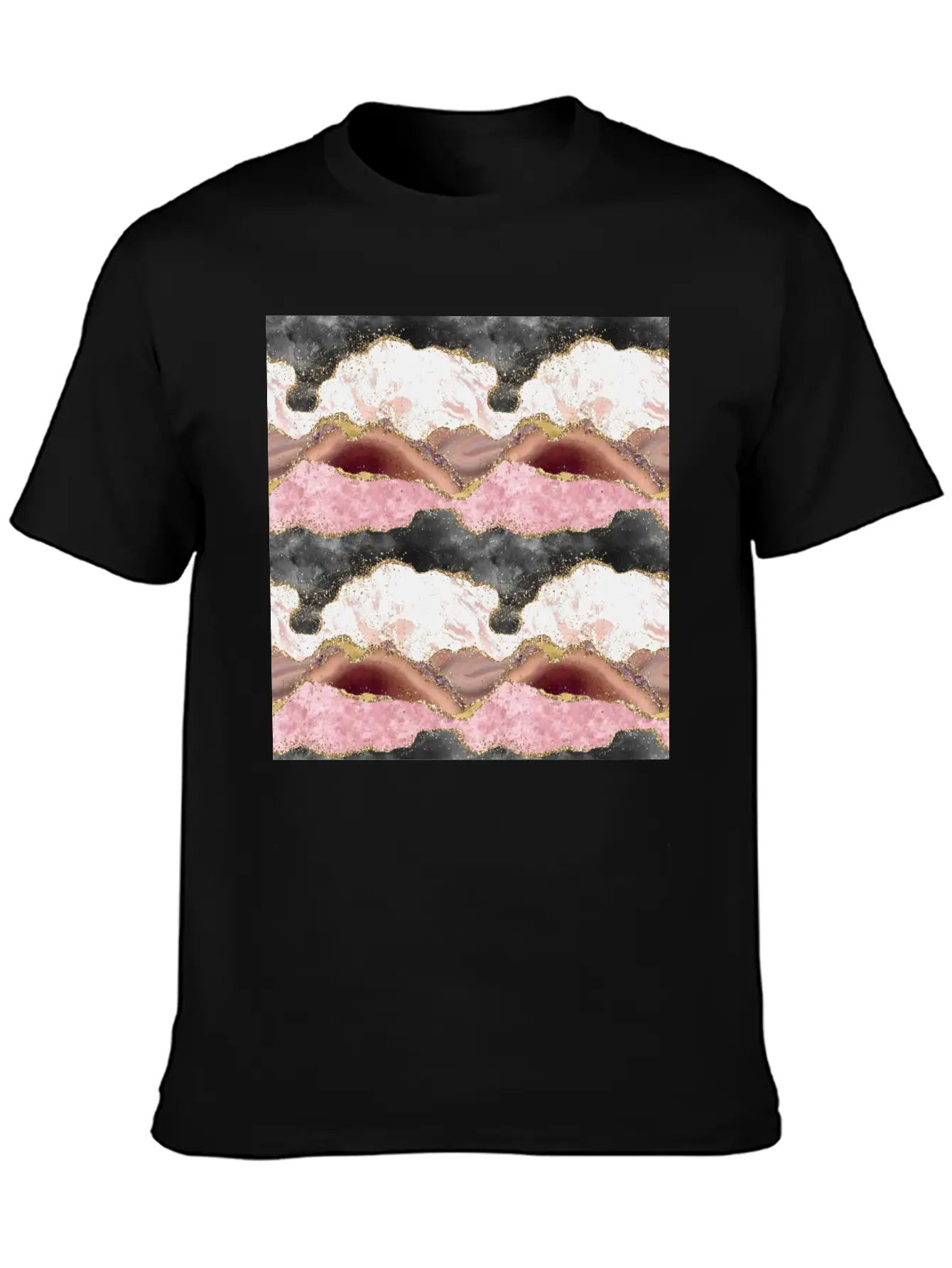 Pink Gold Glitter Agate Marble Unisex Casual T-Shirt – Clean Design For Daily Comfort
