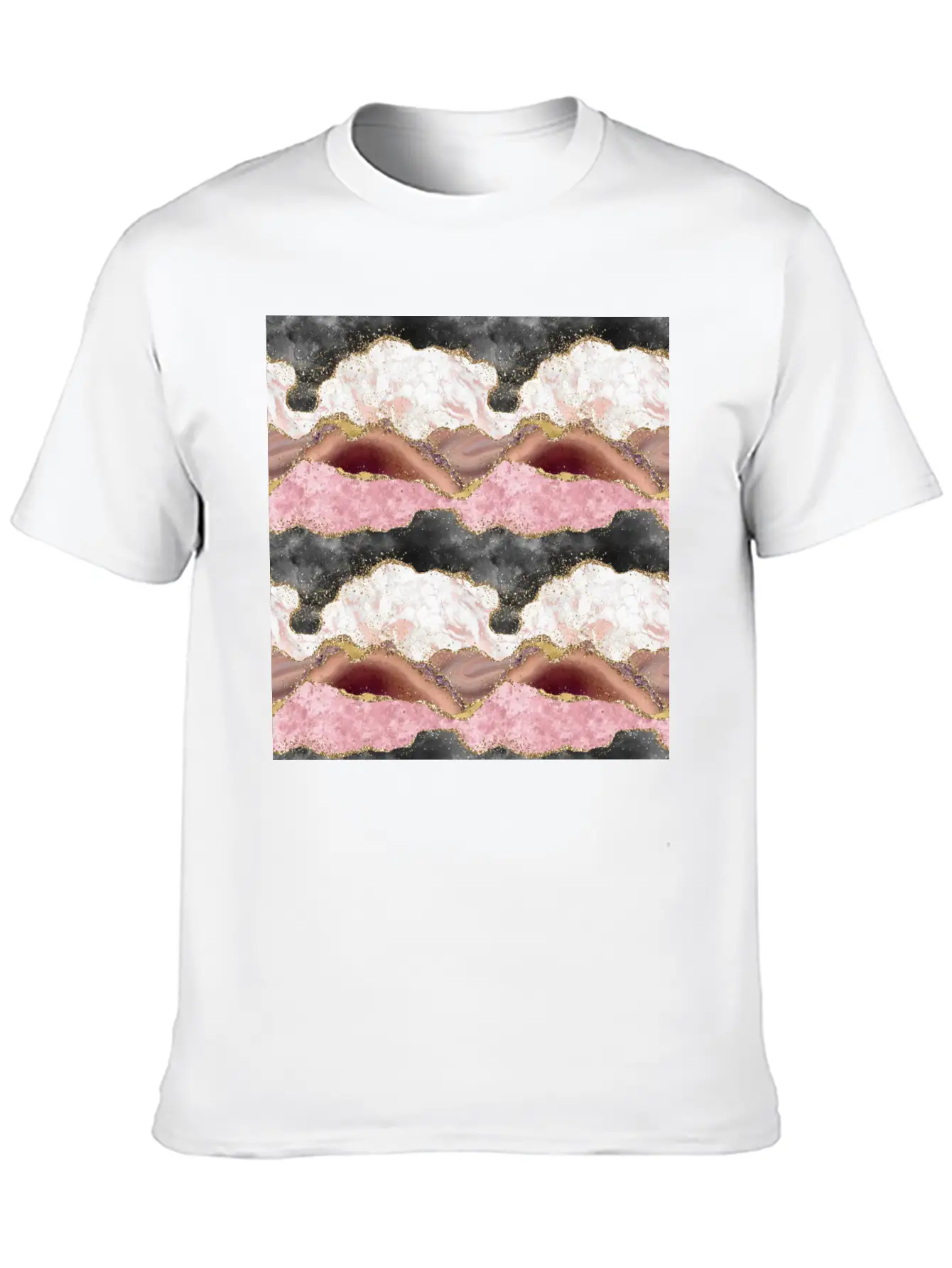 Pink Gold Glitter Agate Marble Unisex Casual T-Shirt – Clean Design For Daily Comfort