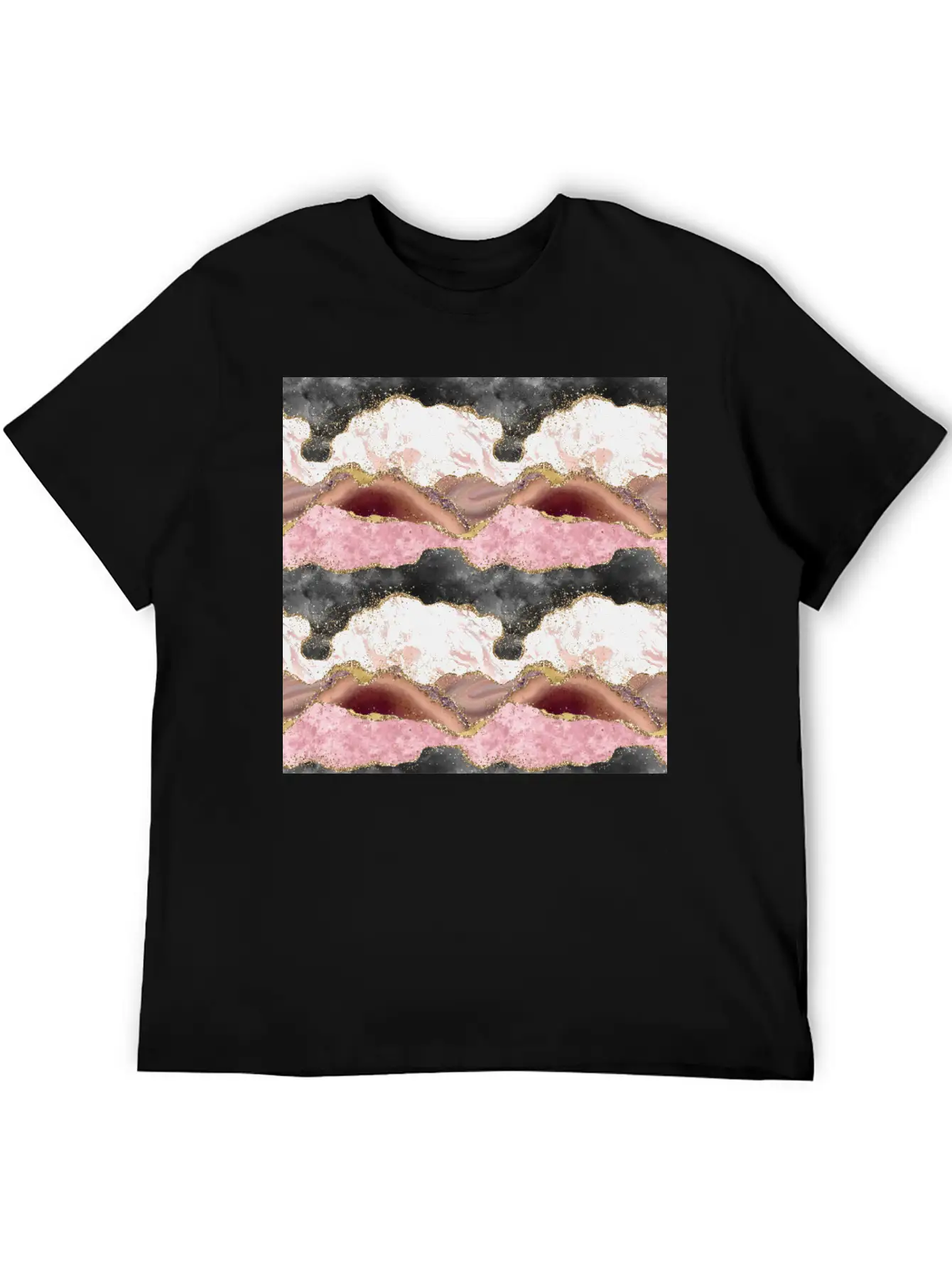 Pink Gold Glitter Agate Marble Unisex Casual T-Shirt – Clean Design For Daily Comfort