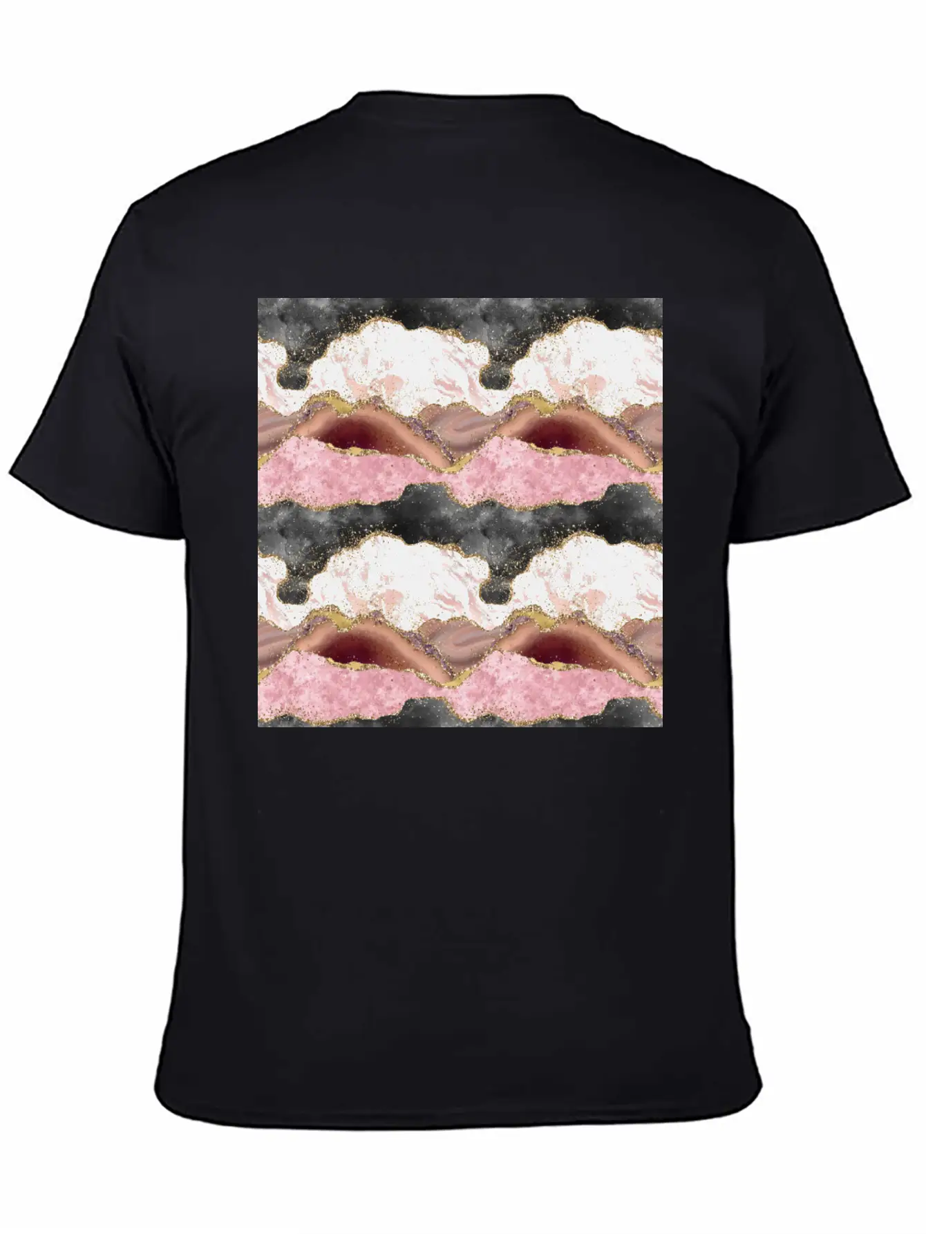 Pink Gold Glitter Agate Marble Unisex Casual T-Shirt – Clean Design For Daily Comfort