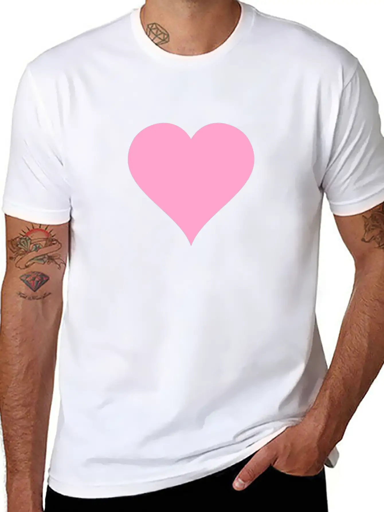 Pink Heart Modern Fit Casual T-Shirt – Clean And Versatile Design