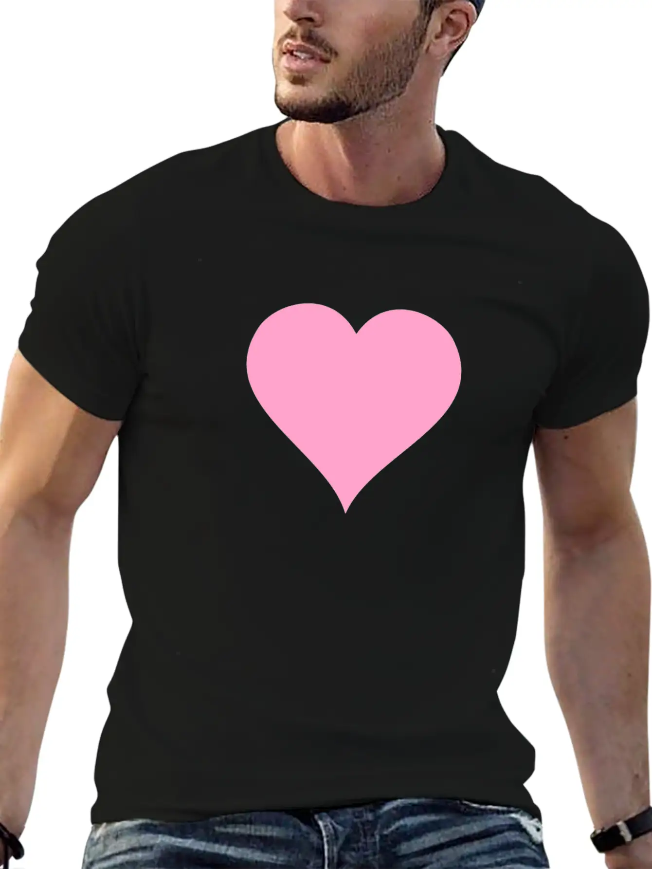 Pink Heart Modern Fit Casual T-Shirt – Clean And Versatile Design