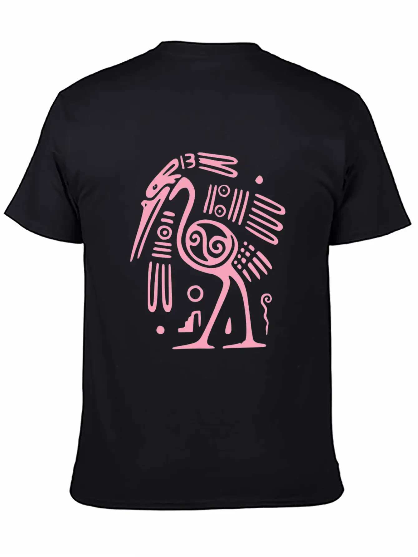 Pink Mexican Bird Tribal Art Tribe Floral Paleo Unisex Casual T-Shirt – Clean Design For Daily Comfort