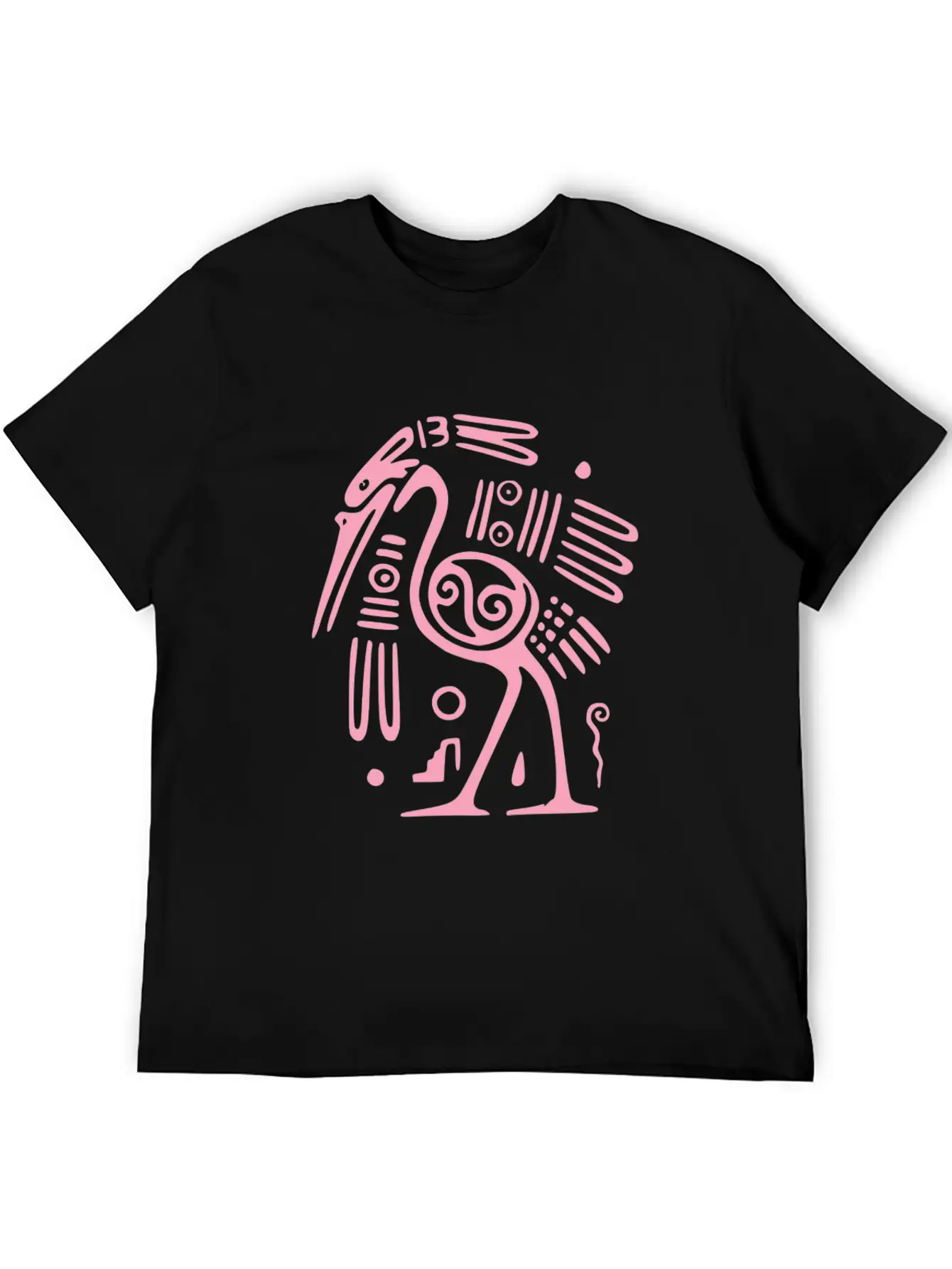 Pink Mexican Bird Tribal Art Tribe Floral Paleo Unisex Casual T-Shirt – Clean Design For Daily Comfort
