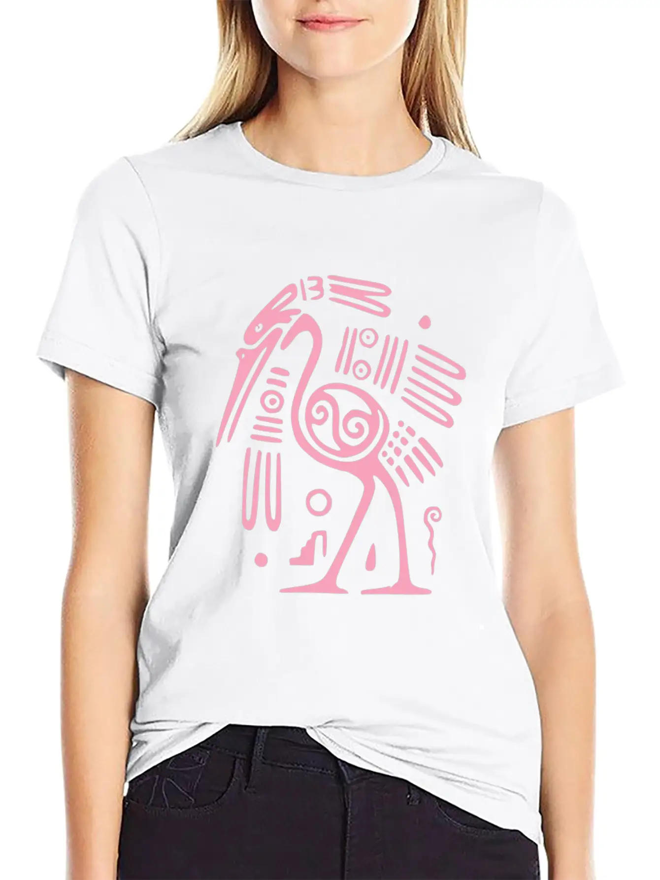 Pink Mexican Bird Tribal Art Tribe Floral Paleo Unisex Casual T-Shirt – Clean Design For Daily Comfort
