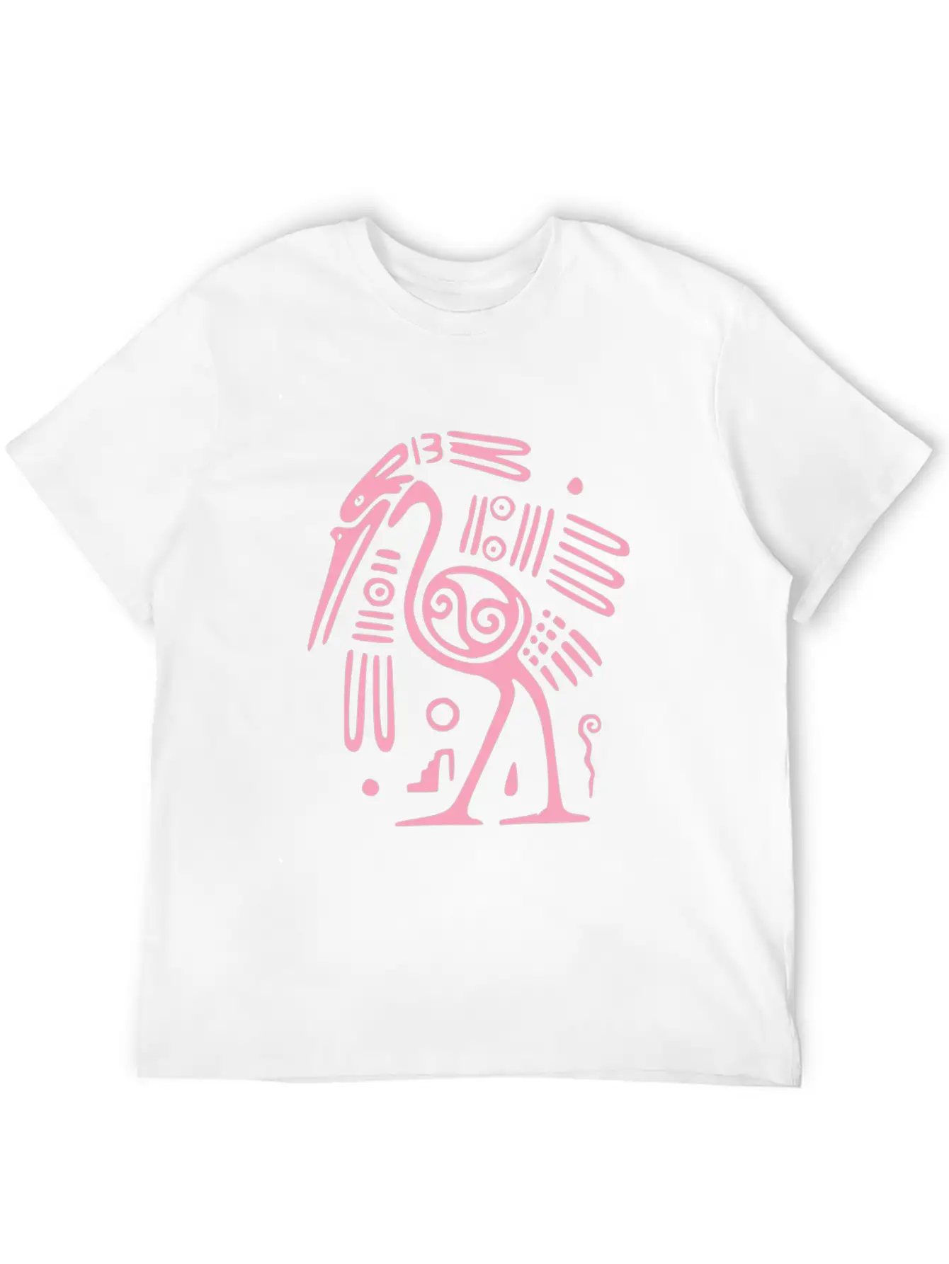 Pink Mexican Bird Tribal Art Tribe Floral Paleo Unisex Casual T-Shirt – Clean Design For Daily Comfort