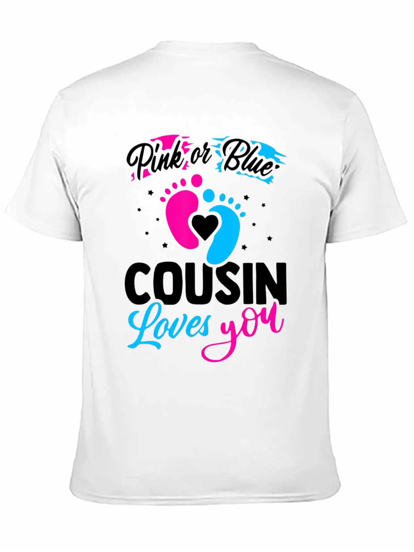 Pink Or Blue Cousin Loves You Baby Shower Gender R Lightweight Cotton T-Shirt – Daily Comfort Graphic Shirt