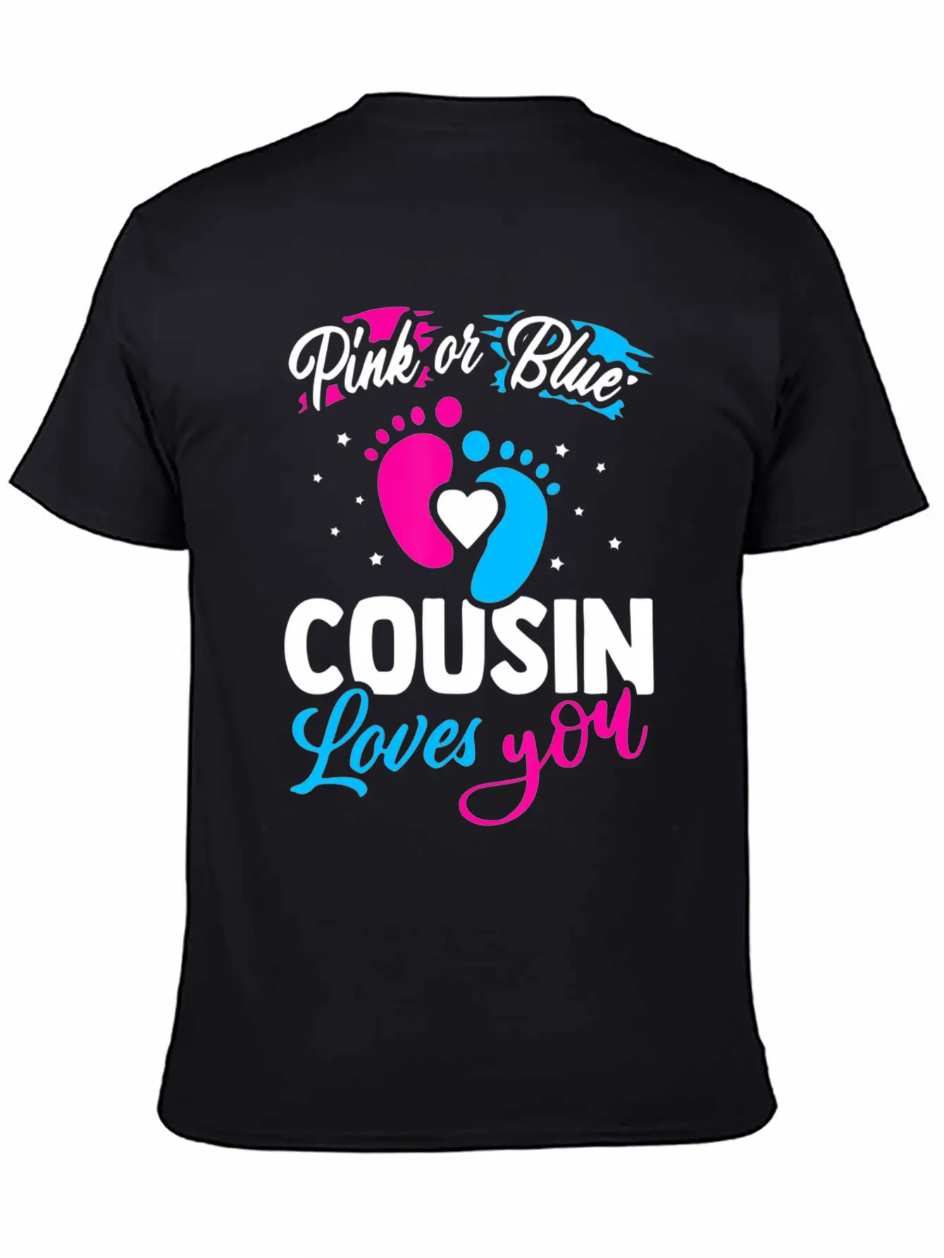 Pink Or Blue Cousin Loves You Baby Shower Gender R Lightweight Cotton T-Shirt – Daily Comfort Graphic Shirt