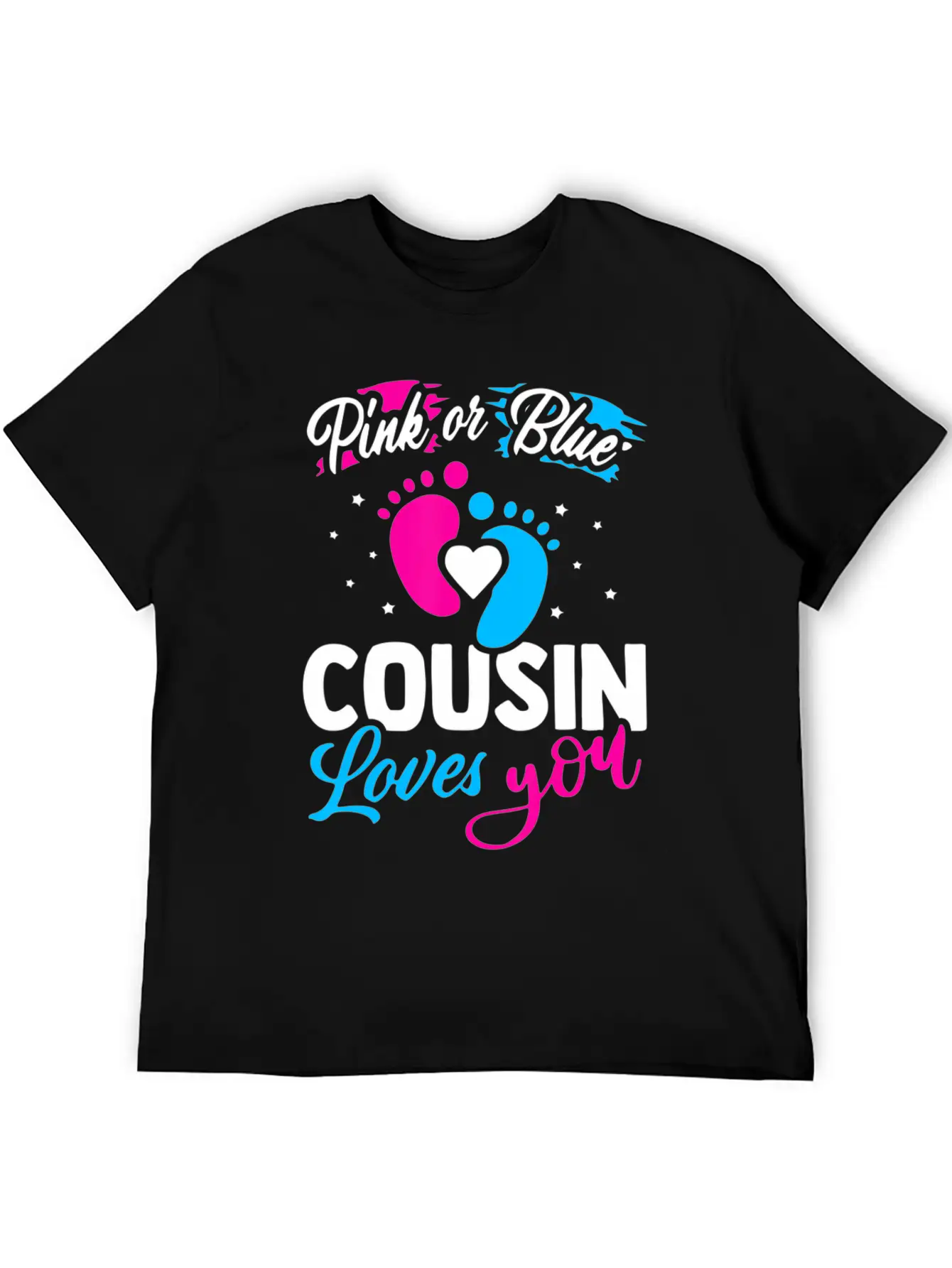 Pink Or Blue Cousin Loves You Baby Shower Gender R Lightweight Cotton T-Shirt – Daily Comfort Graphic Shirt