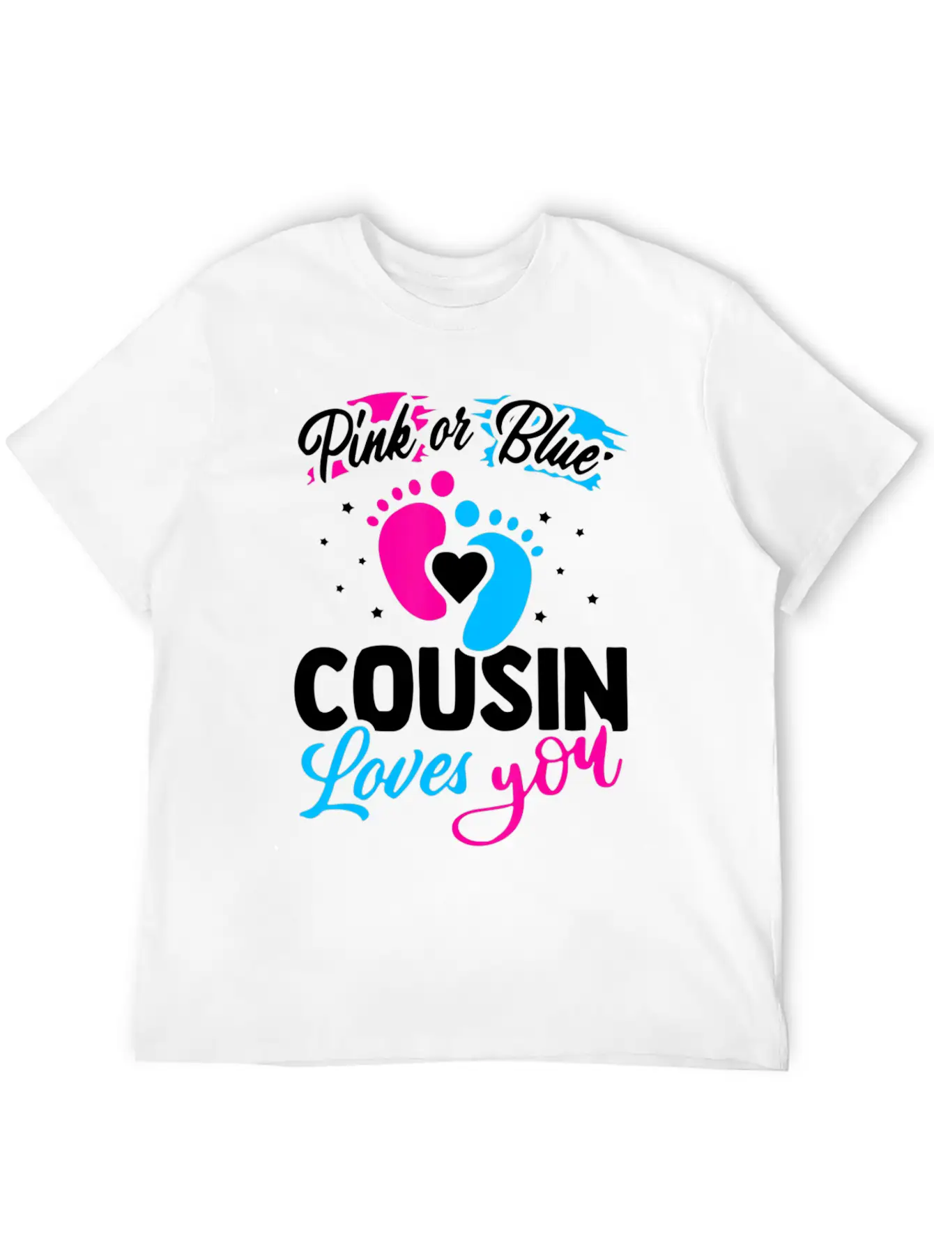 Pink Or Blue Cousin Loves You Baby Shower Gender R Lightweight Cotton T-Shirt – Daily Comfort Graphic Shirt