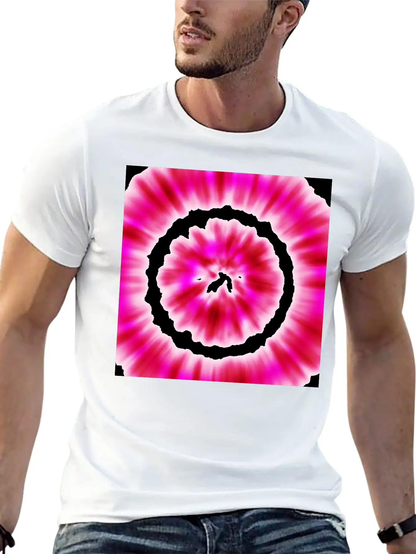 Pink White Tie Dye Modern Fit Casual T-Shirt – Clean And Versatile Design