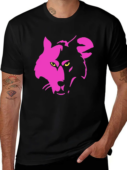 Pink Wolf Head Modern Fit Casual T-Shirt – Clean And Versatile Design