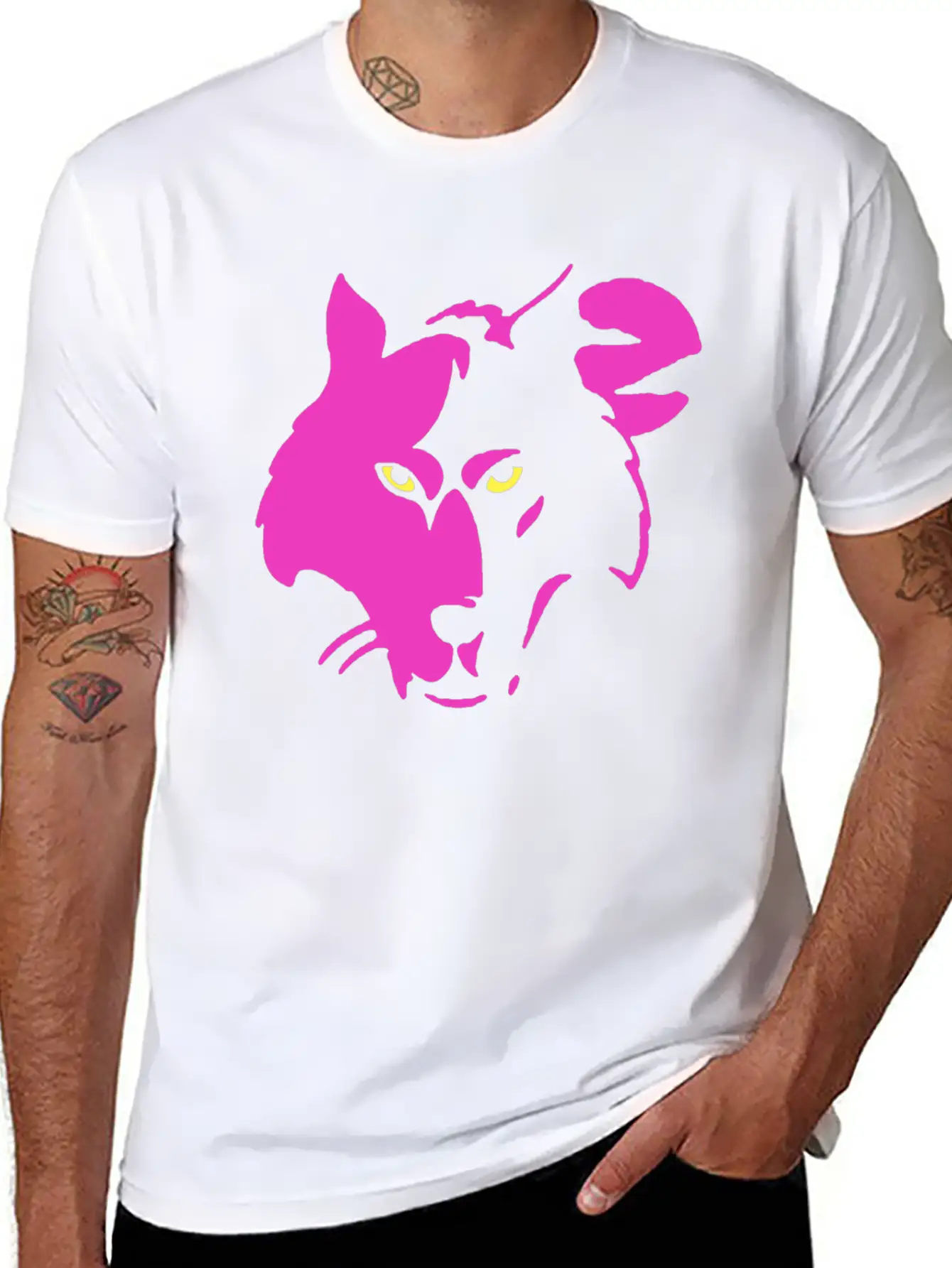 Pink Wolf Head Modern Fit Casual T-Shirt – Clean And Versatile Design