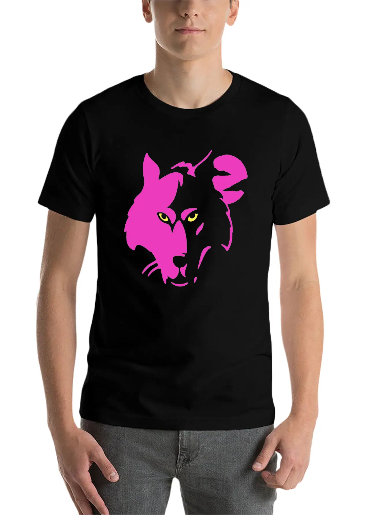 Pink Wolf Head Modern Fit Casual T-Shirt – Clean And Versatile Design