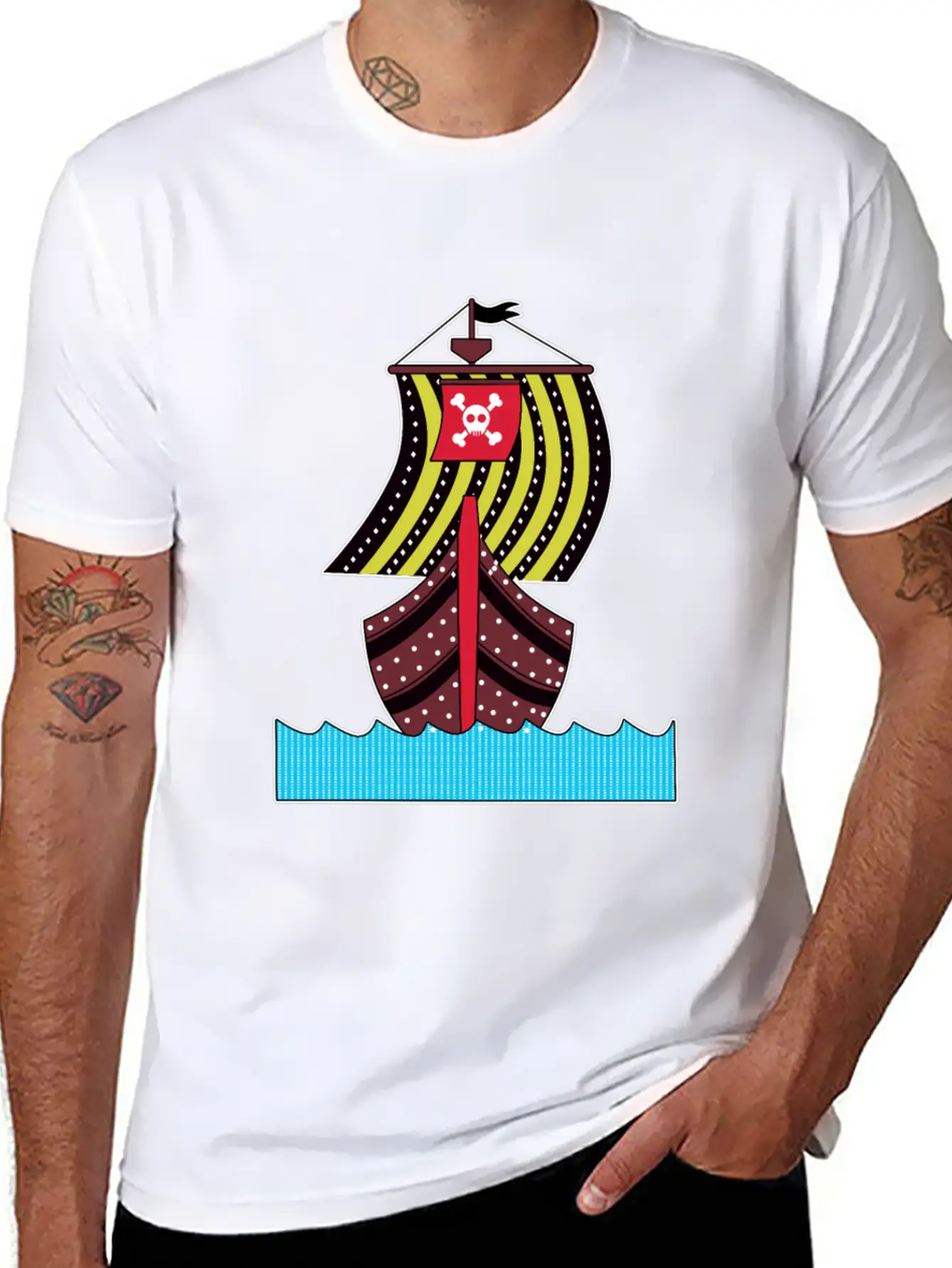 Pirate Ship Ocean Sailing Adventure Gift Idea Basic Graphic T-Shirt – Daily Comfort In Soft Cotton