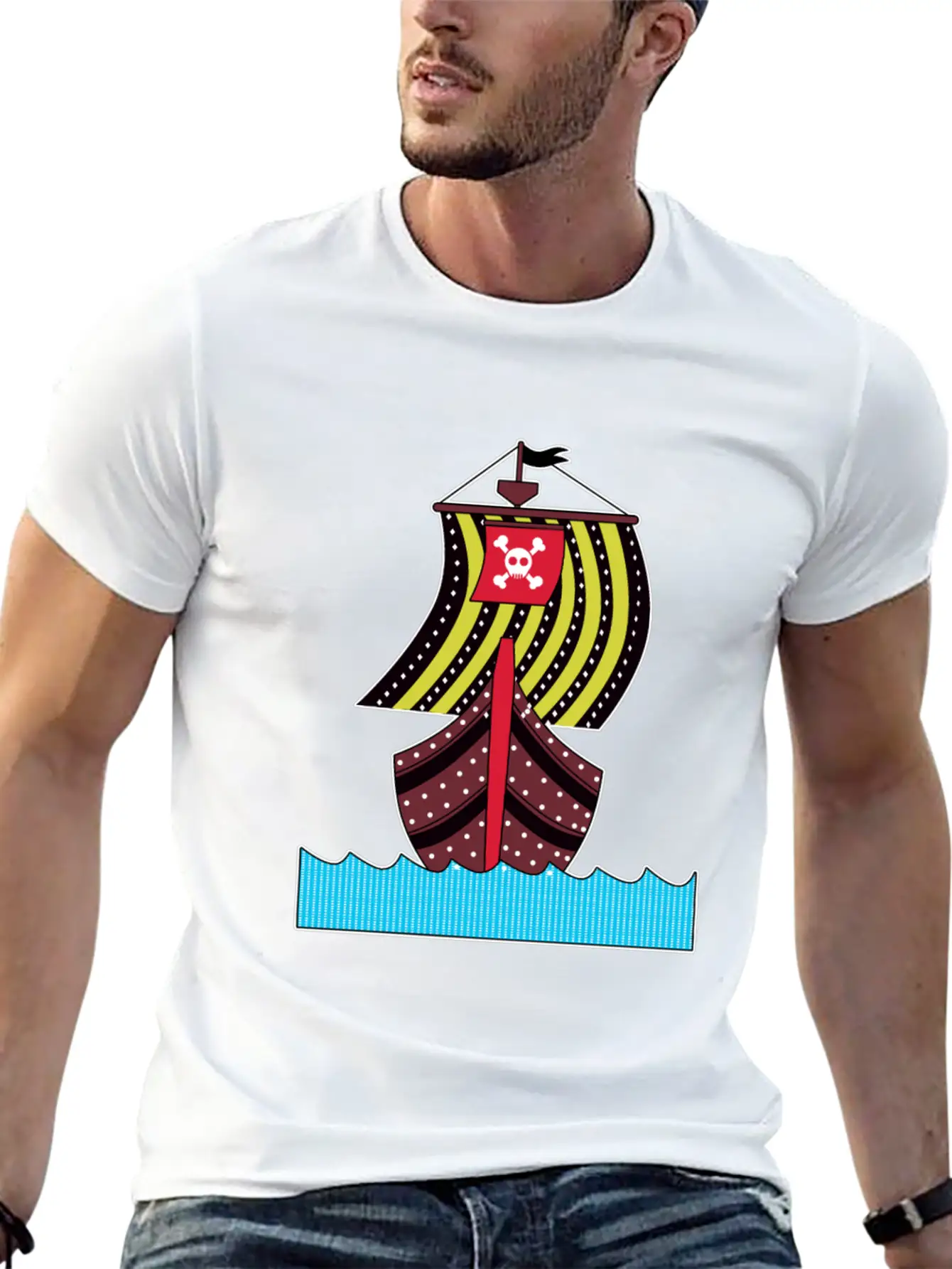 Pirate Ship Ocean Sailing Adventure Gift Idea Basic Graphic T-Shirt – Daily Comfort In Soft Cotton
