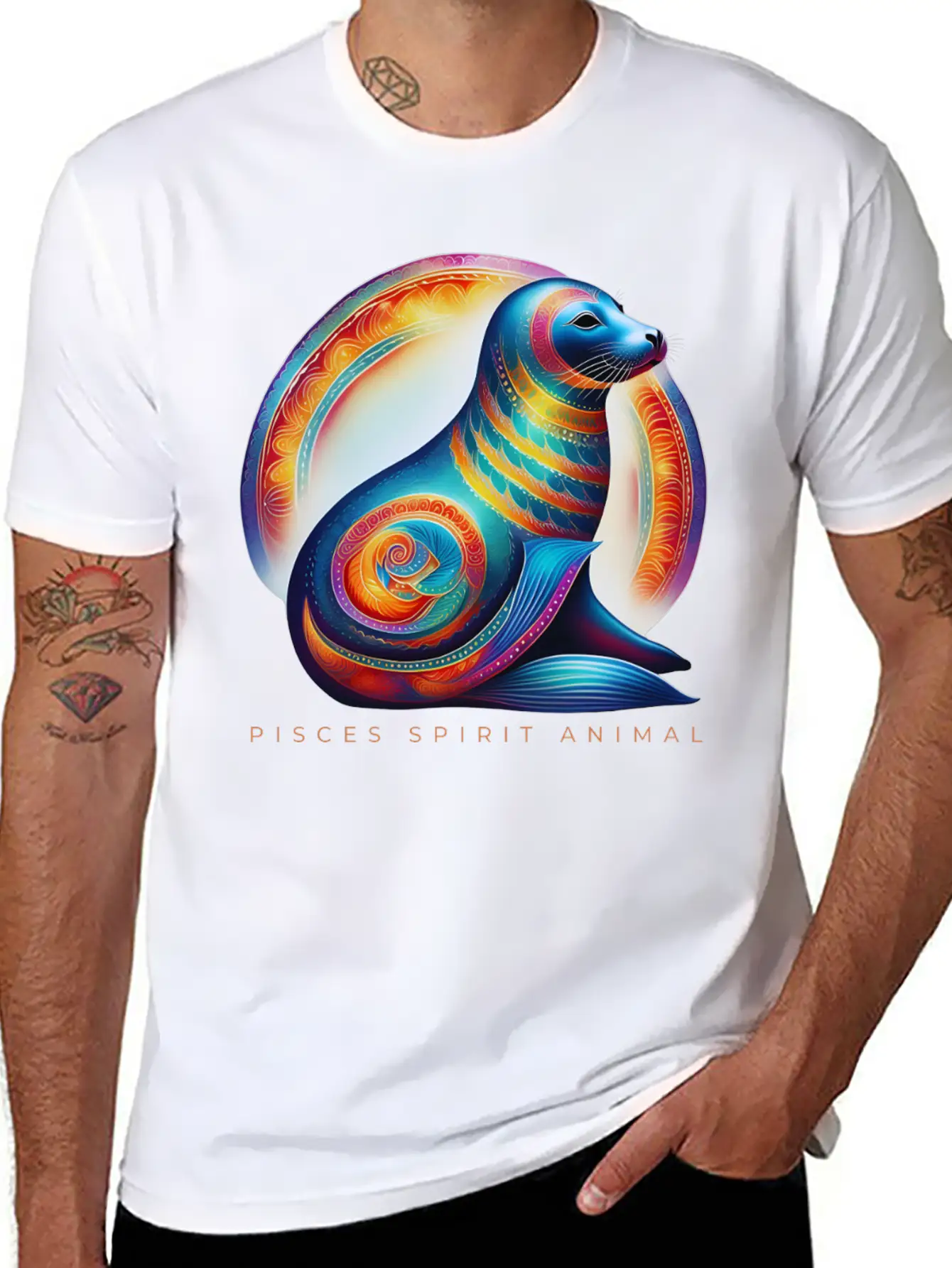 Pisces Spirit Animal Seal Alebrije Male Unisex Casual T-Shirt – Clean Design For Daily Comfort