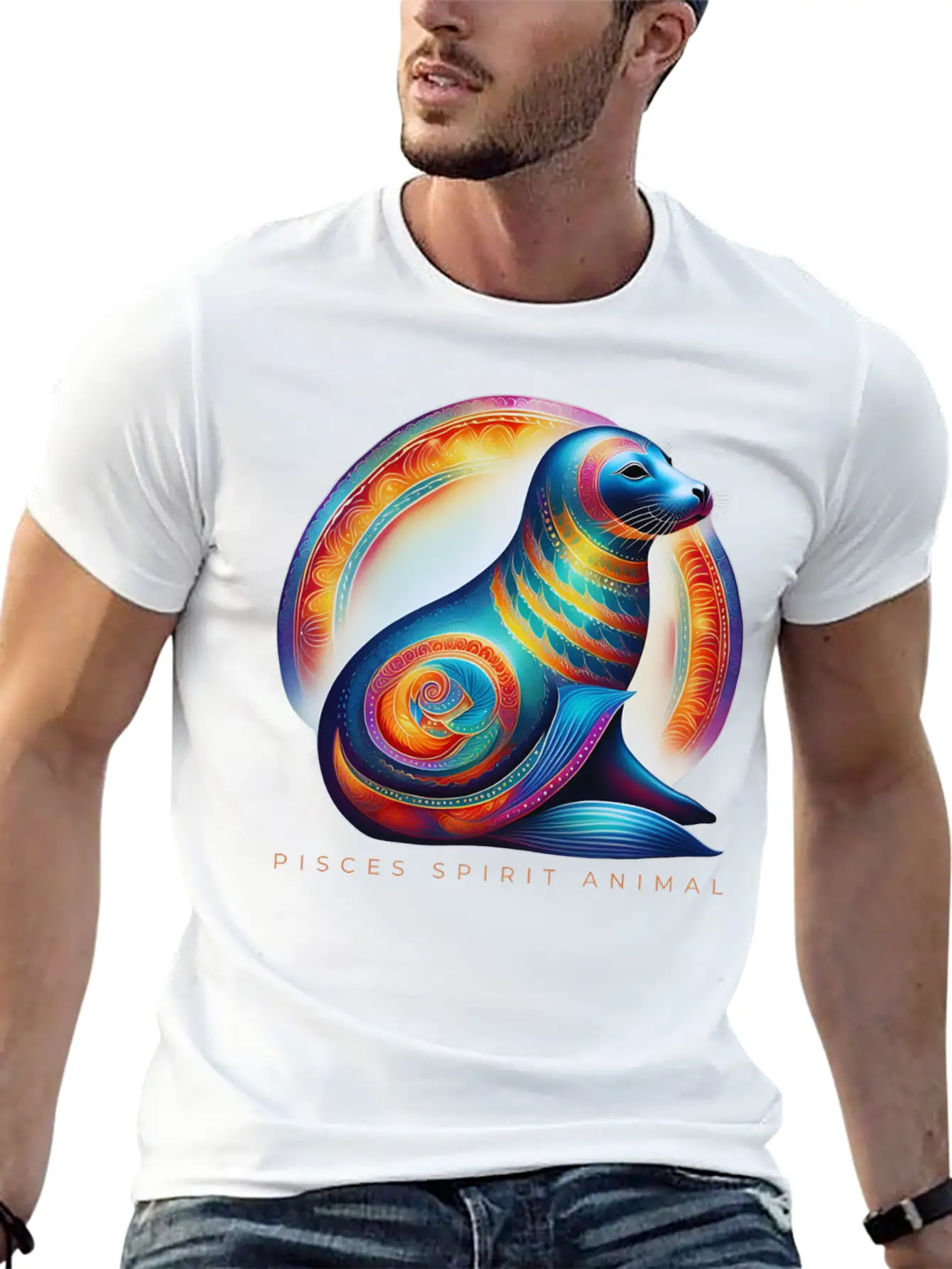 Pisces Spirit Animal Seal Alebrije Male Unisex Casual T-Shirt – Clean Design For Daily Comfort