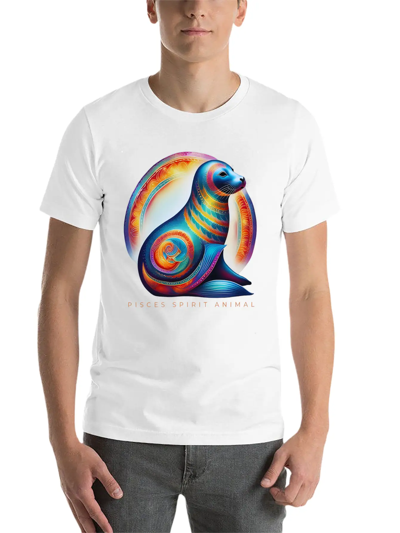 Pisces Spirit Animal Seal Alebrije Male Unisex Casual T-Shirt – Clean Design For Daily Comfort
