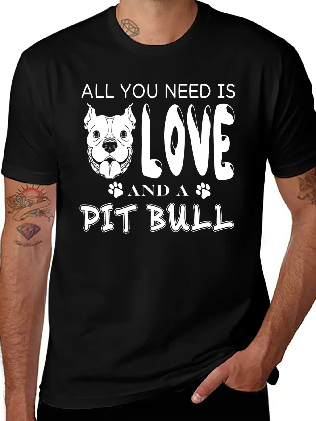 Pit Bull - Love Pit Bull T Shirt Lightweight Cotton T-Shirt – Daily Comfort Graphic Shirt