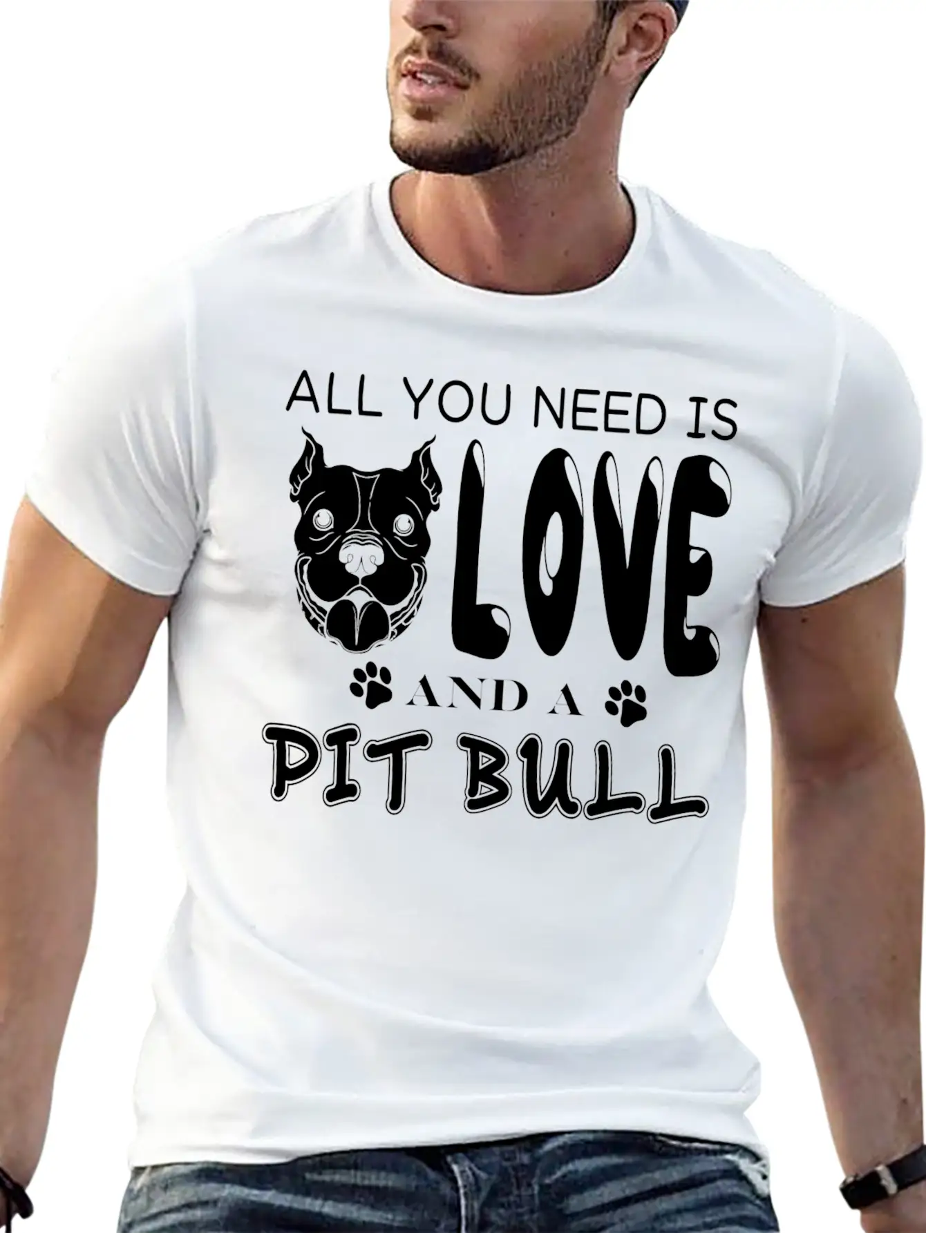 Pit Bull - Love Pit Bull T Shirt Lightweight Cotton T-Shirt – Daily Comfort Graphic Shirt