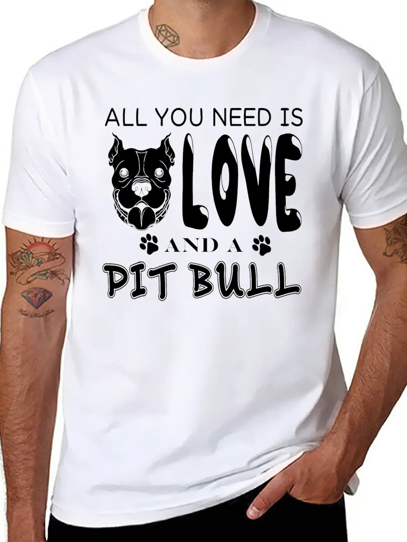 Pit Bull - Love Pit Bull T Shirt Lightweight Cotton T-Shirt – Daily Comfort Graphic Shirt