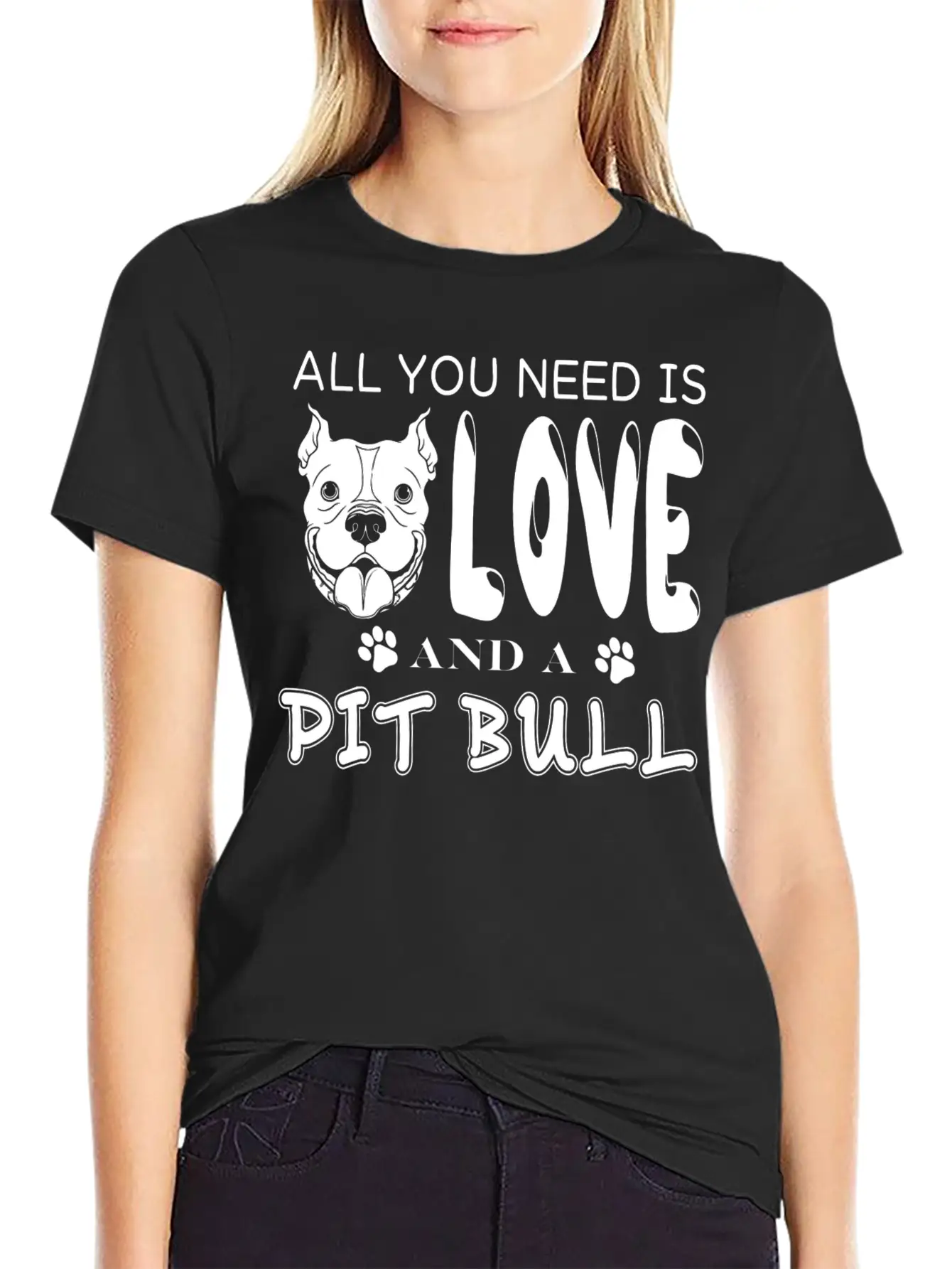 Pit Bull - Love Pit Bull T Shirt Lightweight Cotton T-Shirt – Daily Comfort Graphic Shirt