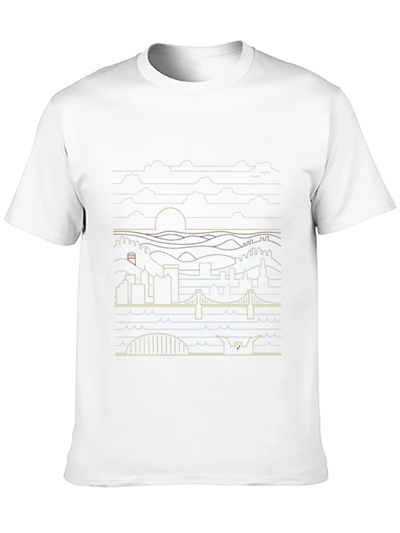 Pittsburgh Skyline Bridge Essential Cotton Tee For Daily Outfits – Unisex Style