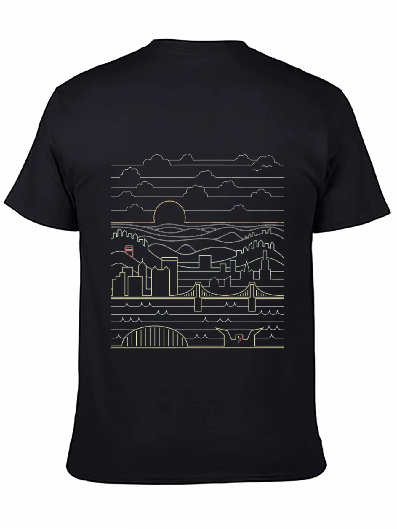 Pittsburgh Skyline Bridge Essential Cotton Tee For Daily Outfits – Unisex Style