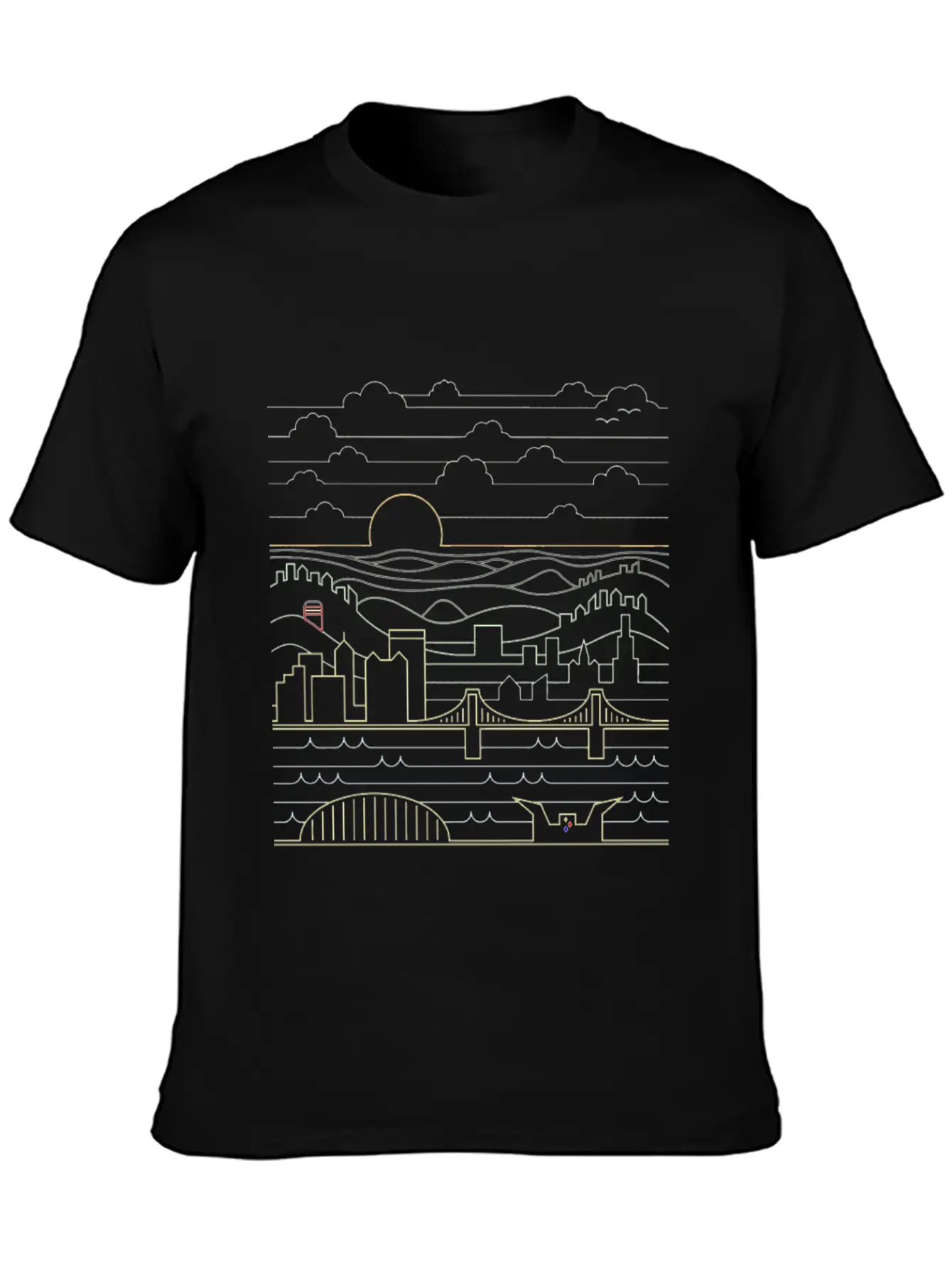 Pittsburgh Skyline Bridge Essential Cotton Tee For Daily Outfits – Unisex Style