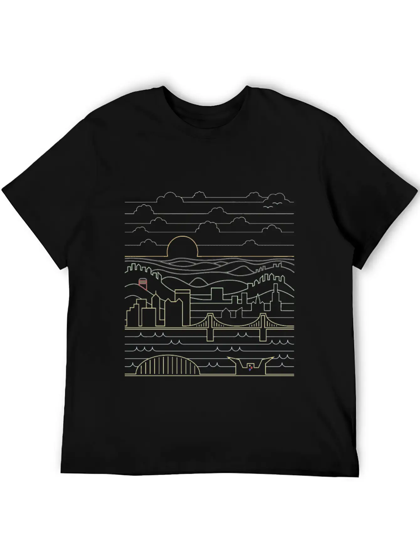 Pittsburgh Skyline Bridge Essential Cotton Tee For Daily Outfits – Unisex Style