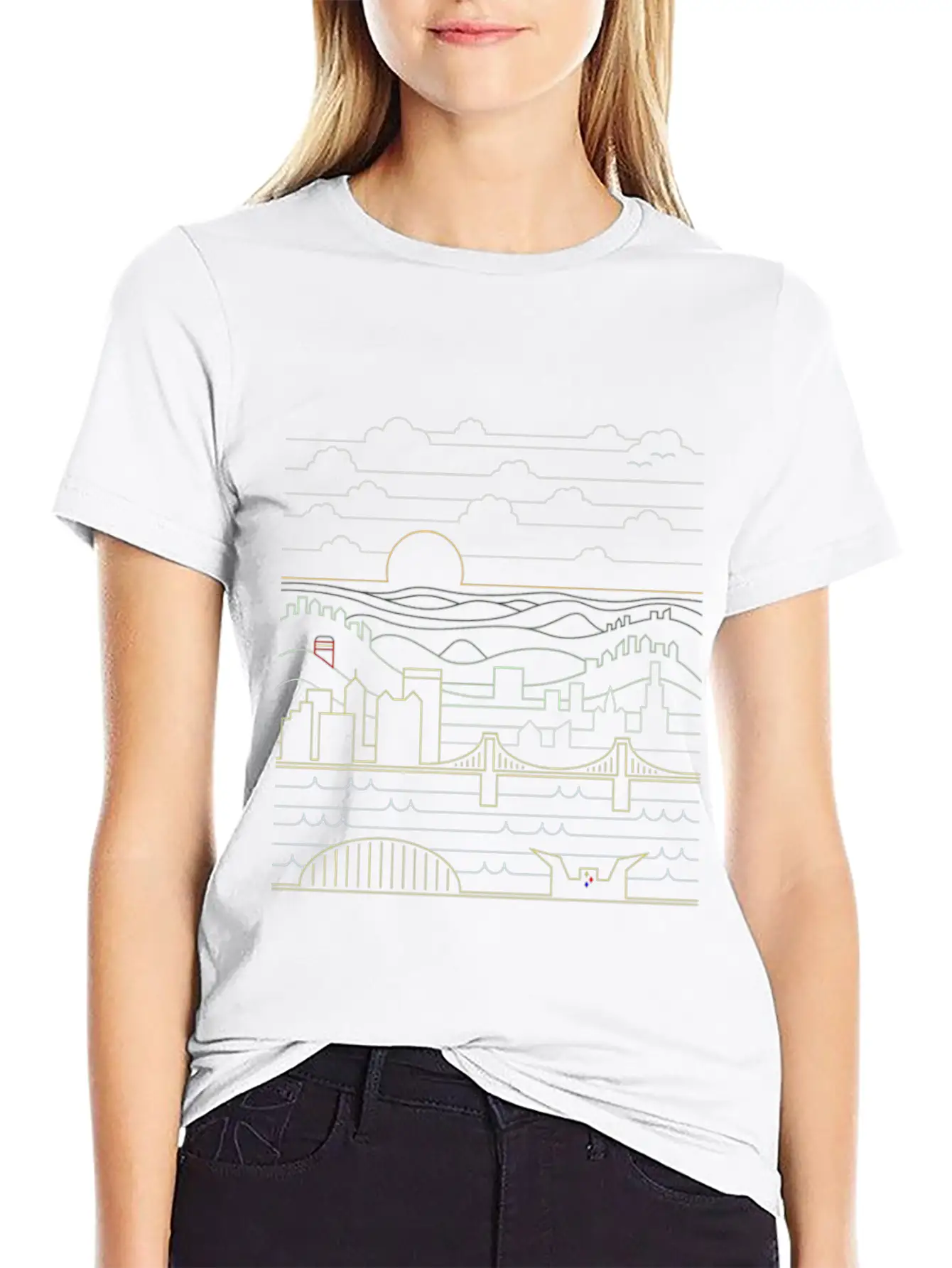 Pittsburgh Skyline Bridge Essential Cotton Tee For Daily Outfits – Unisex Style