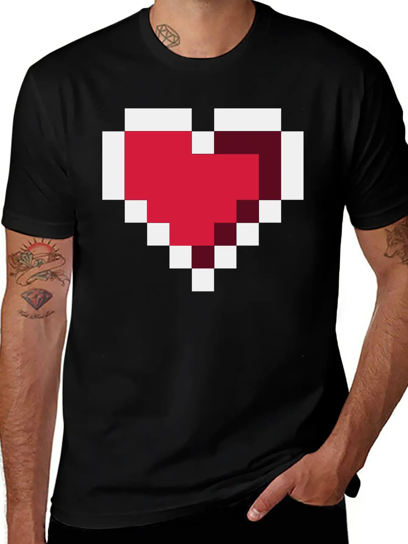 Pixel Heart Essential Cotton Tee For Daily Outfits – Unisex Style