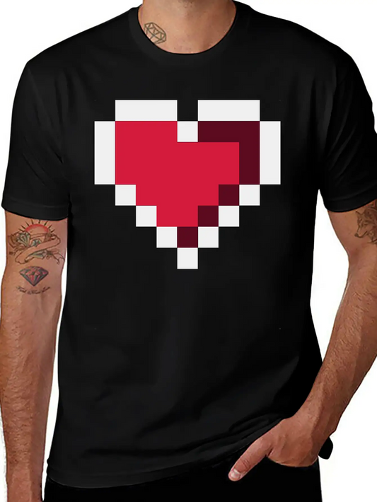 Pixel Heart Essential Cotton Tee For Daily Outfits – Unisex Style