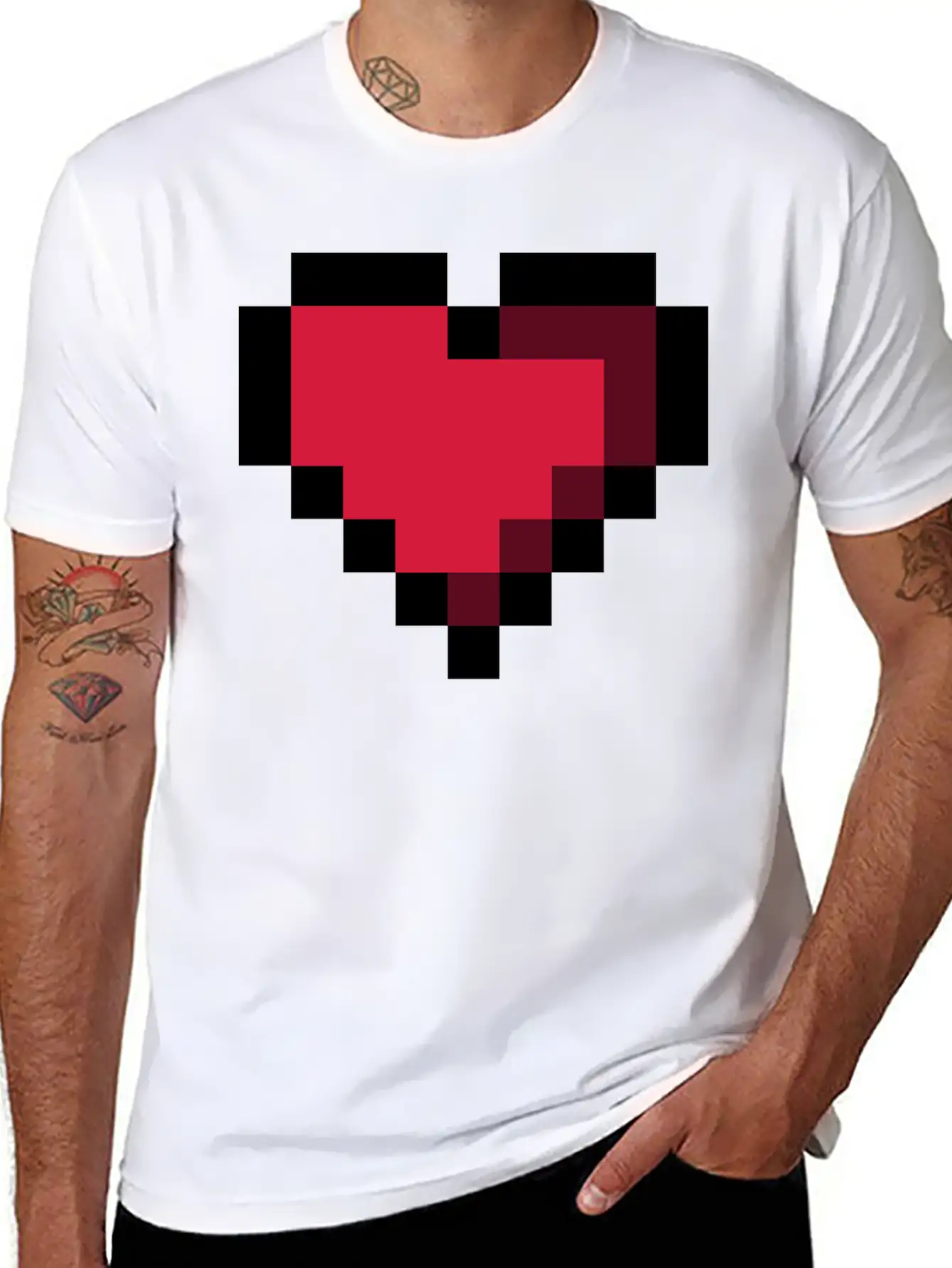 Pixel Heart Essential Cotton Tee For Daily Outfits – Unisex Style