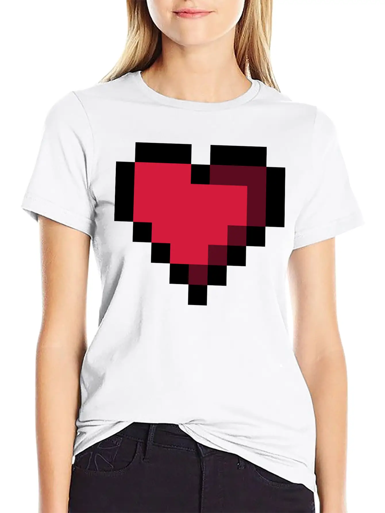 Pixel Heart Essential Cotton Tee For Daily Outfits – Unisex Style