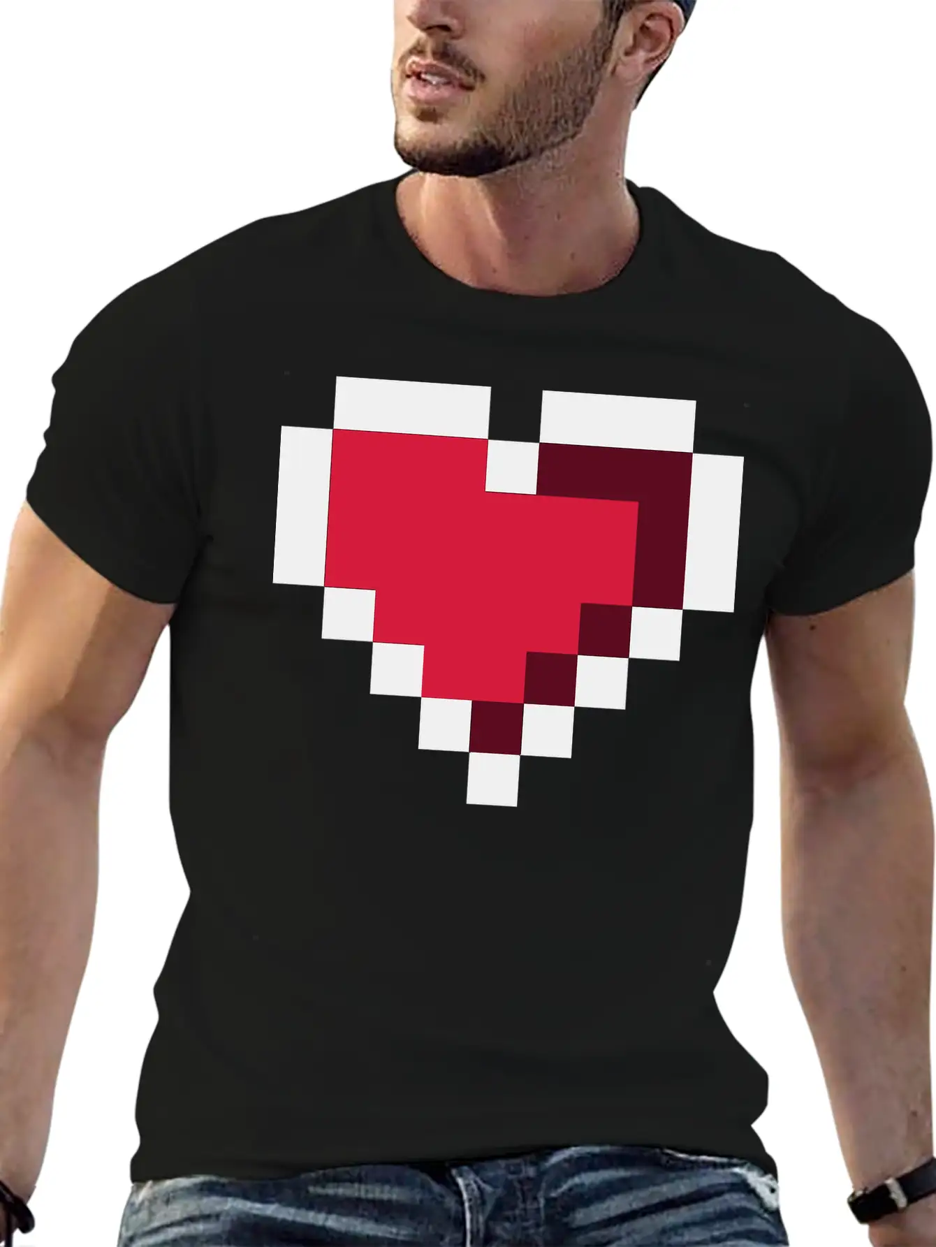 Pixel Heart Essential Cotton Tee For Daily Outfits – Unisex Style