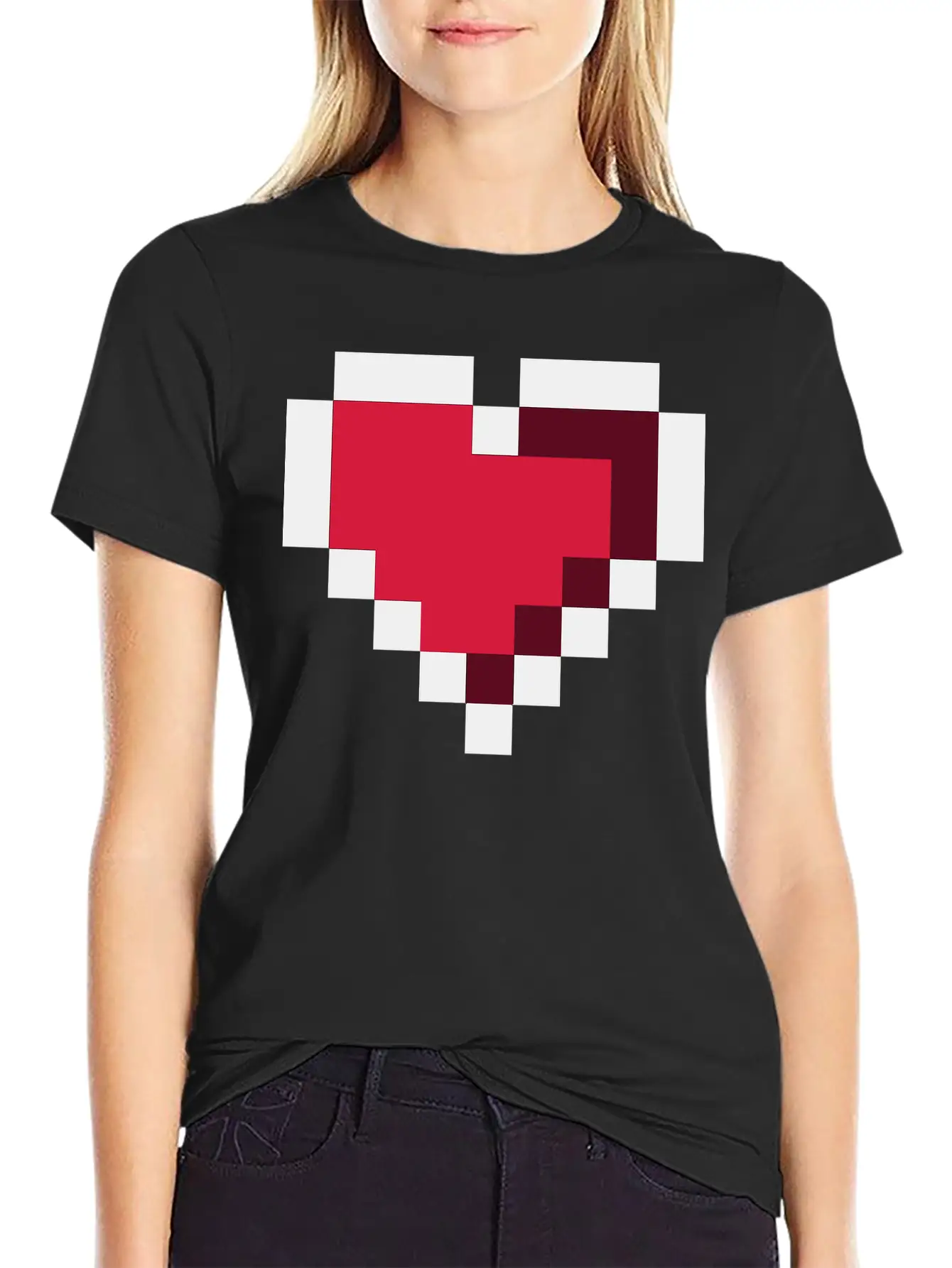 Pixel Heart Essential Cotton Tee For Daily Outfits – Unisex Style