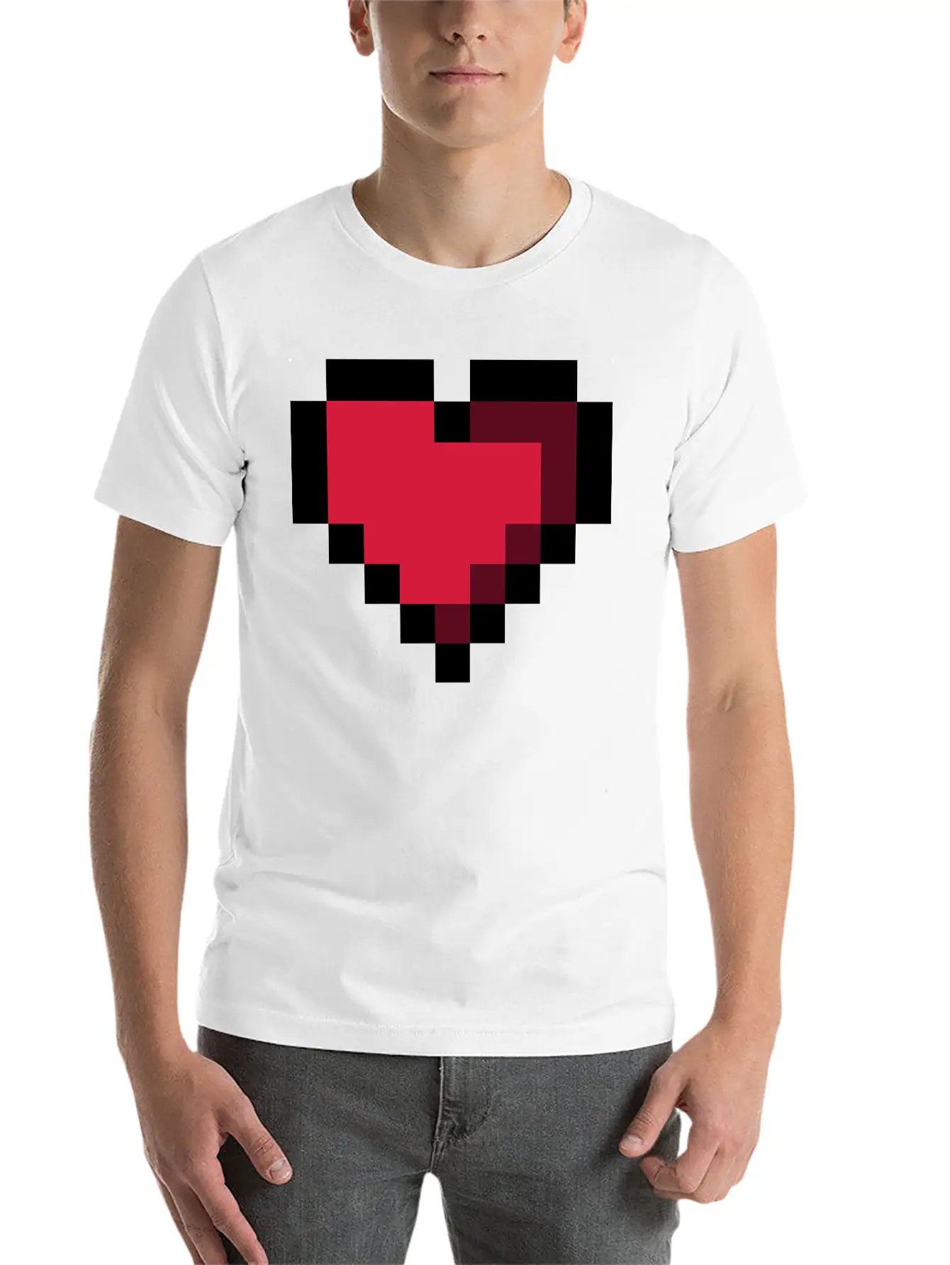 Pixel Heart Essential Cotton Tee For Daily Outfits – Unisex Style