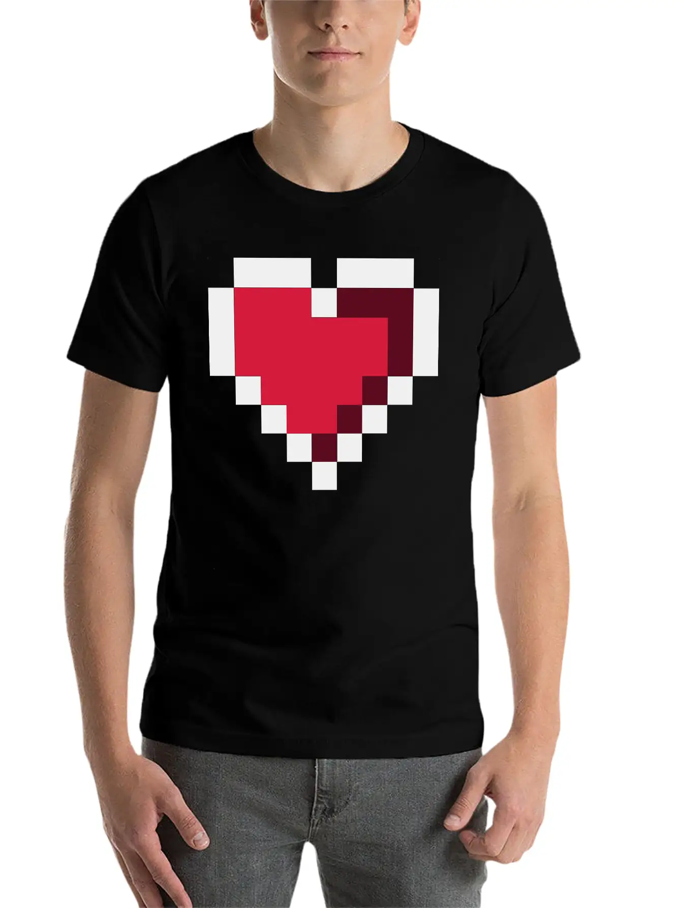Pixel Heart Essential Cotton Tee For Daily Outfits – Unisex Style