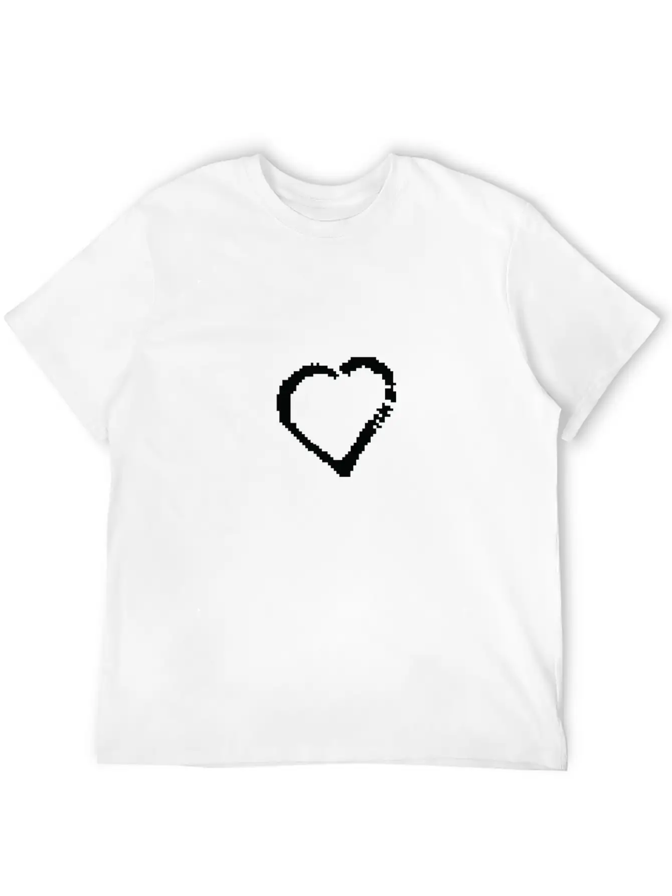 Pixel Love Heart Essential Cotton Tee For Daily Outfits – Unisex Style