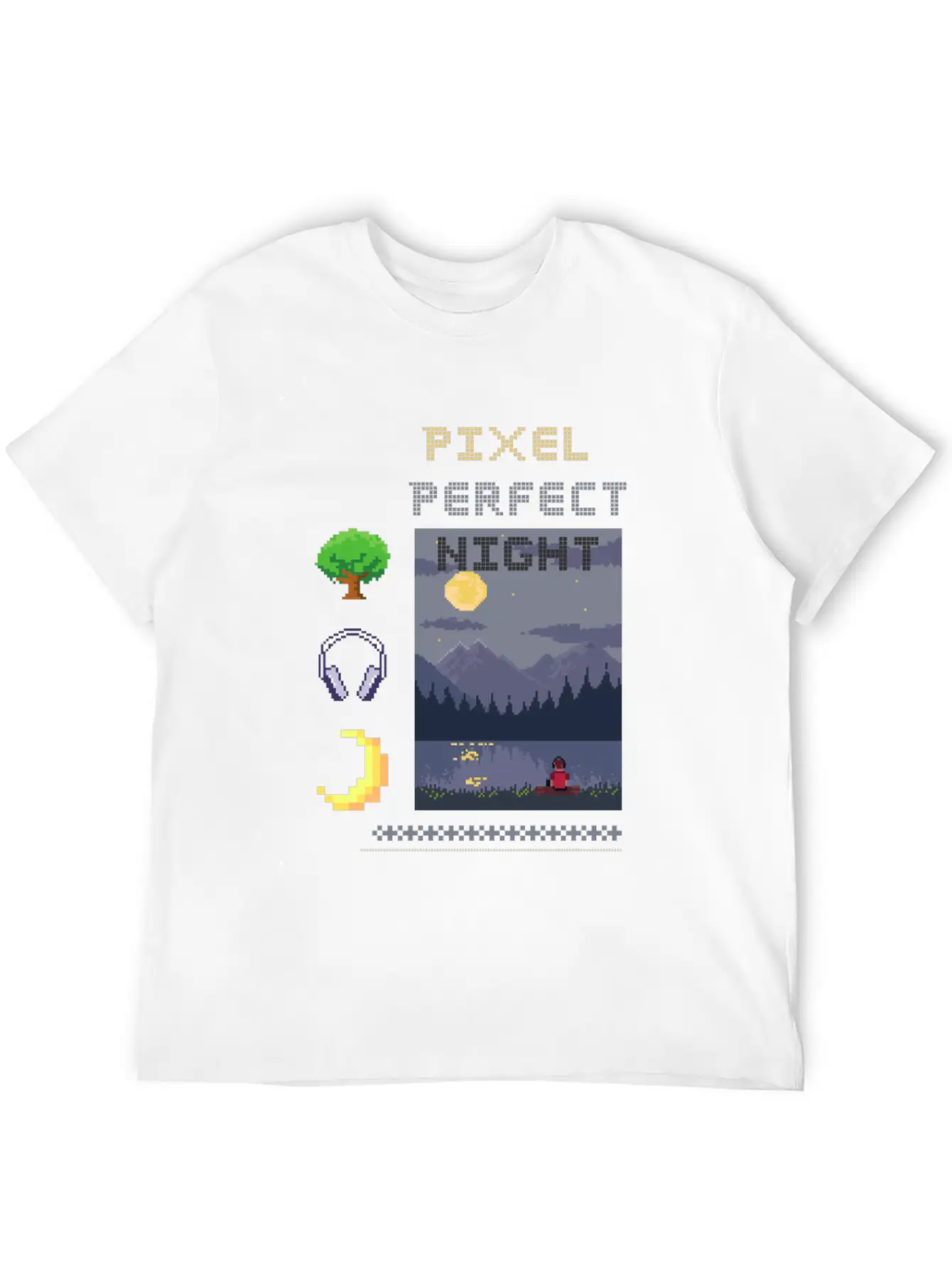 Pixel Perfect Night: Man In Headphones By Lake Wit Basic Graphic T-Shirt – Daily Comfort In Soft Cotton