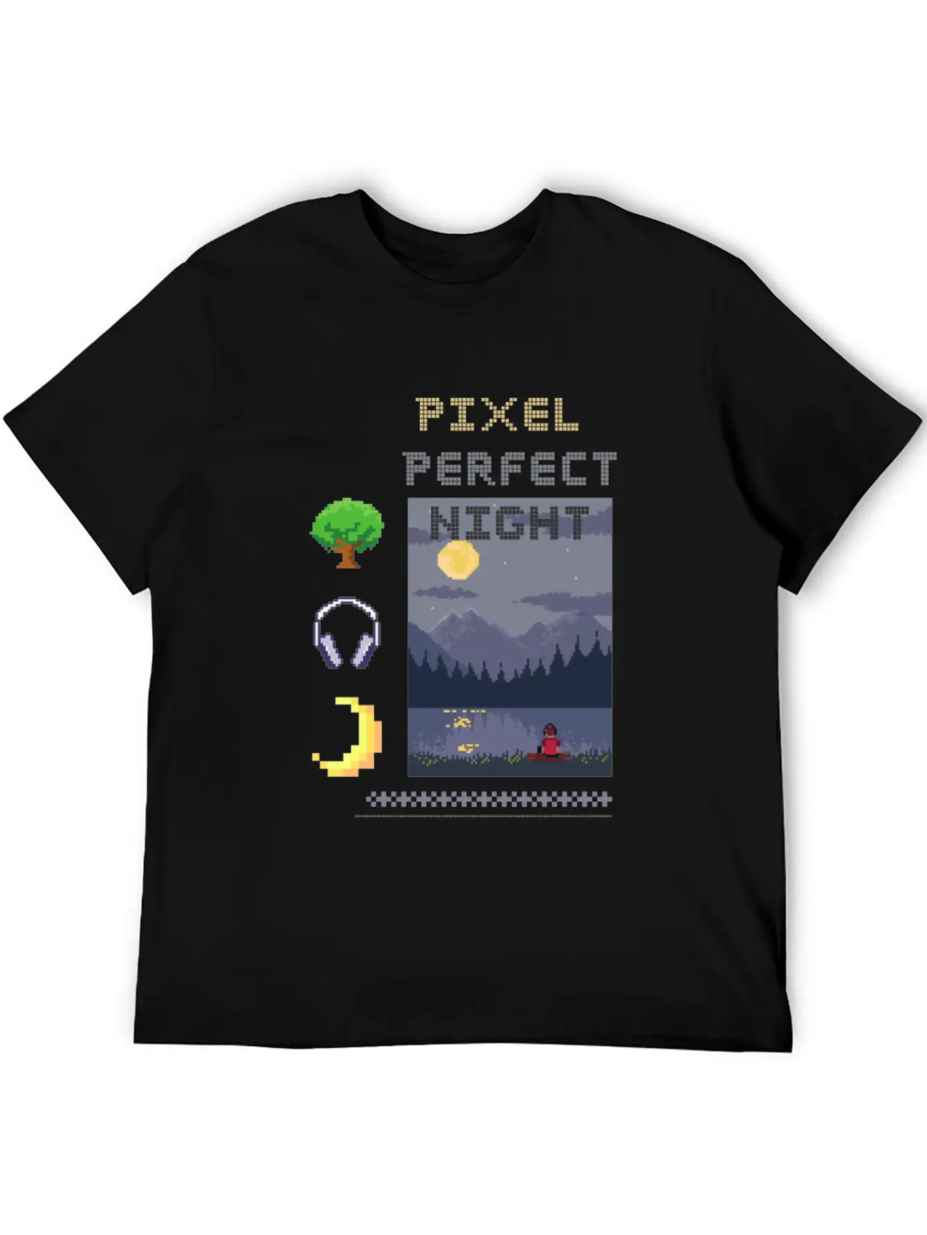 Pixel Perfect Night: Man In Headphones By Lake Wit Basic Graphic T-Shirt – Daily Comfort In Soft Cotton