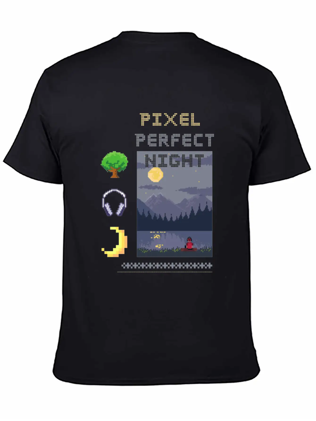 Pixel Perfect Night: Man In Headphones By Lake Wit Basic Graphic T-Shirt – Daily Comfort In Soft Cotton