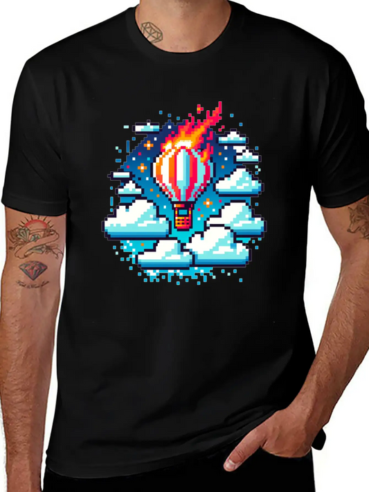Pixel Skies Adventure: Hot Air Balloon Soar Soft Cotton Short Sleeve Tee – Unisex Wardrobe Staple