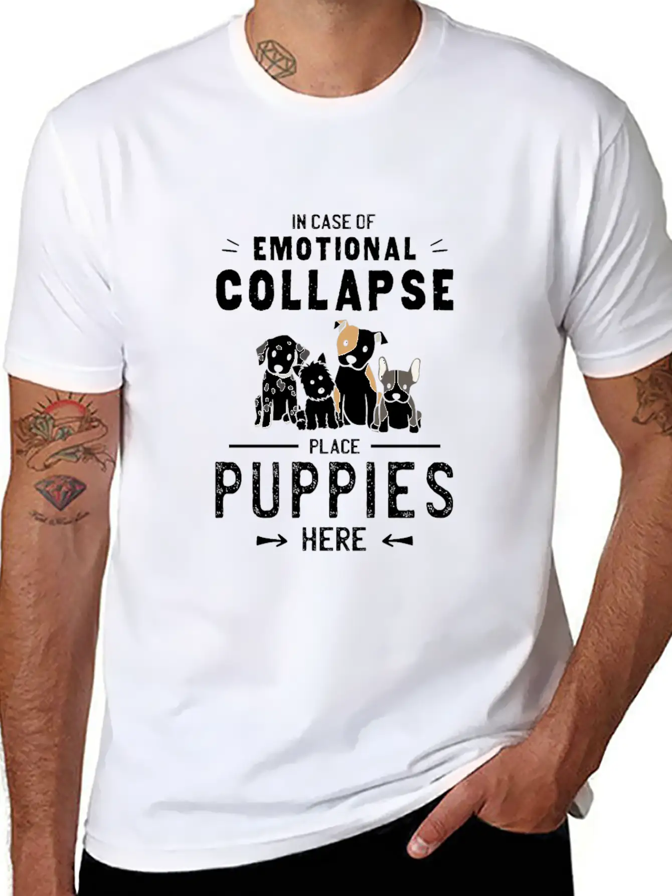 Place Dog Puppies Here - Emotional Collapse Unisex Casual T-Shirt – Clean Design For Daily Comfort