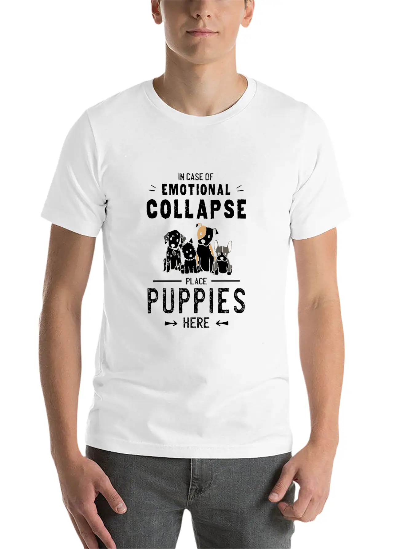 Place Dog Puppies Here - Emotional Collapse Unisex Casual T-Shirt – Clean Design For Daily Comfort